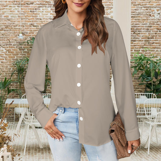 Basic Button Down Long Sleeve Shirt Light Mocha