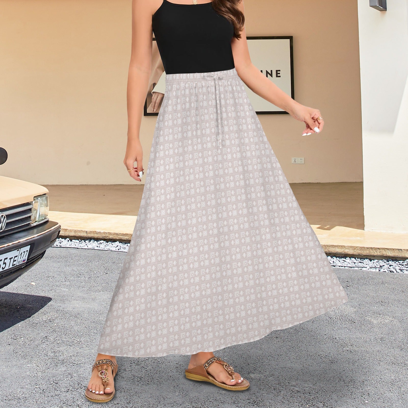 Drawstring Pocket Maxi Skirt é Logo Ballet