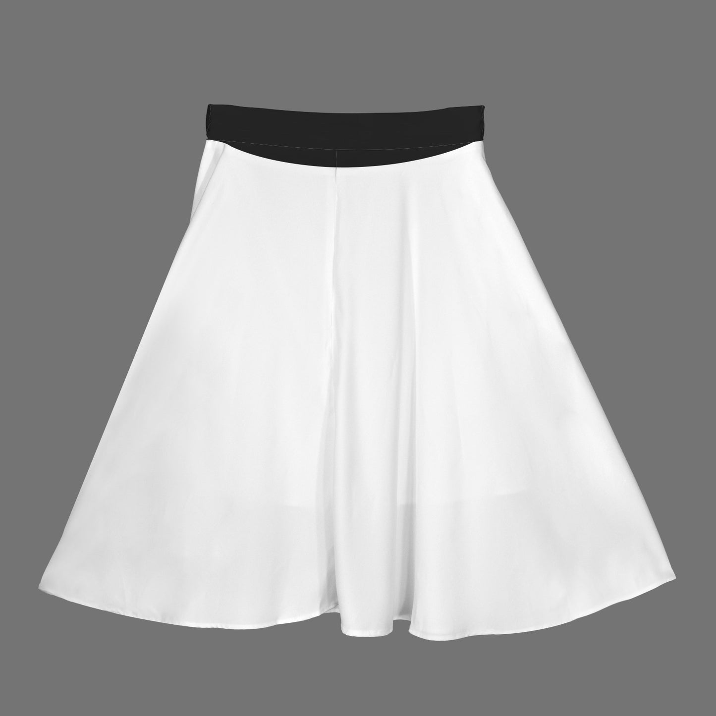 High Waist Bowknot Front A-line Skirt White with Black Bow