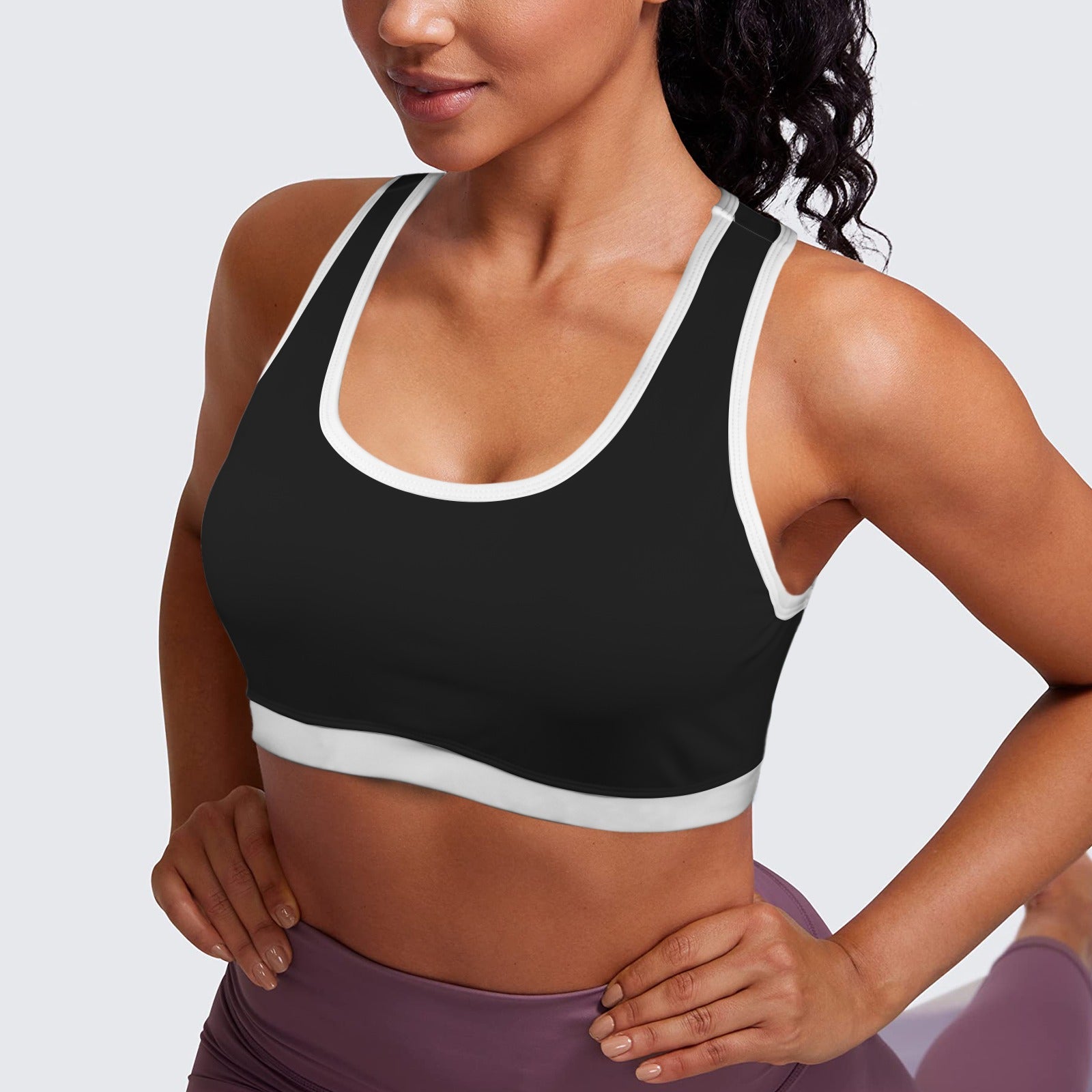 Racerback Sports Bra Black White