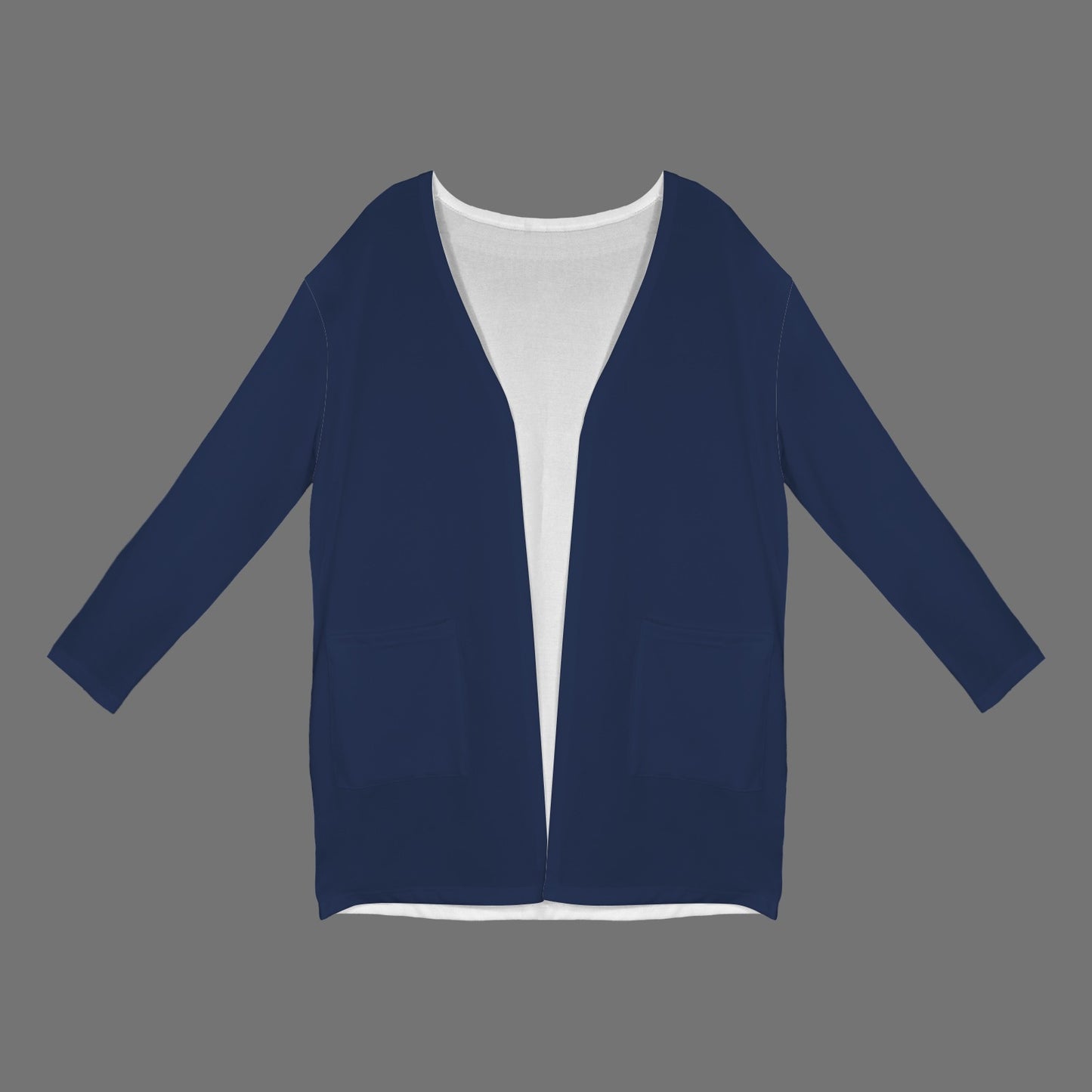 Long Sleeve Pocket Cardigan Dark Blue