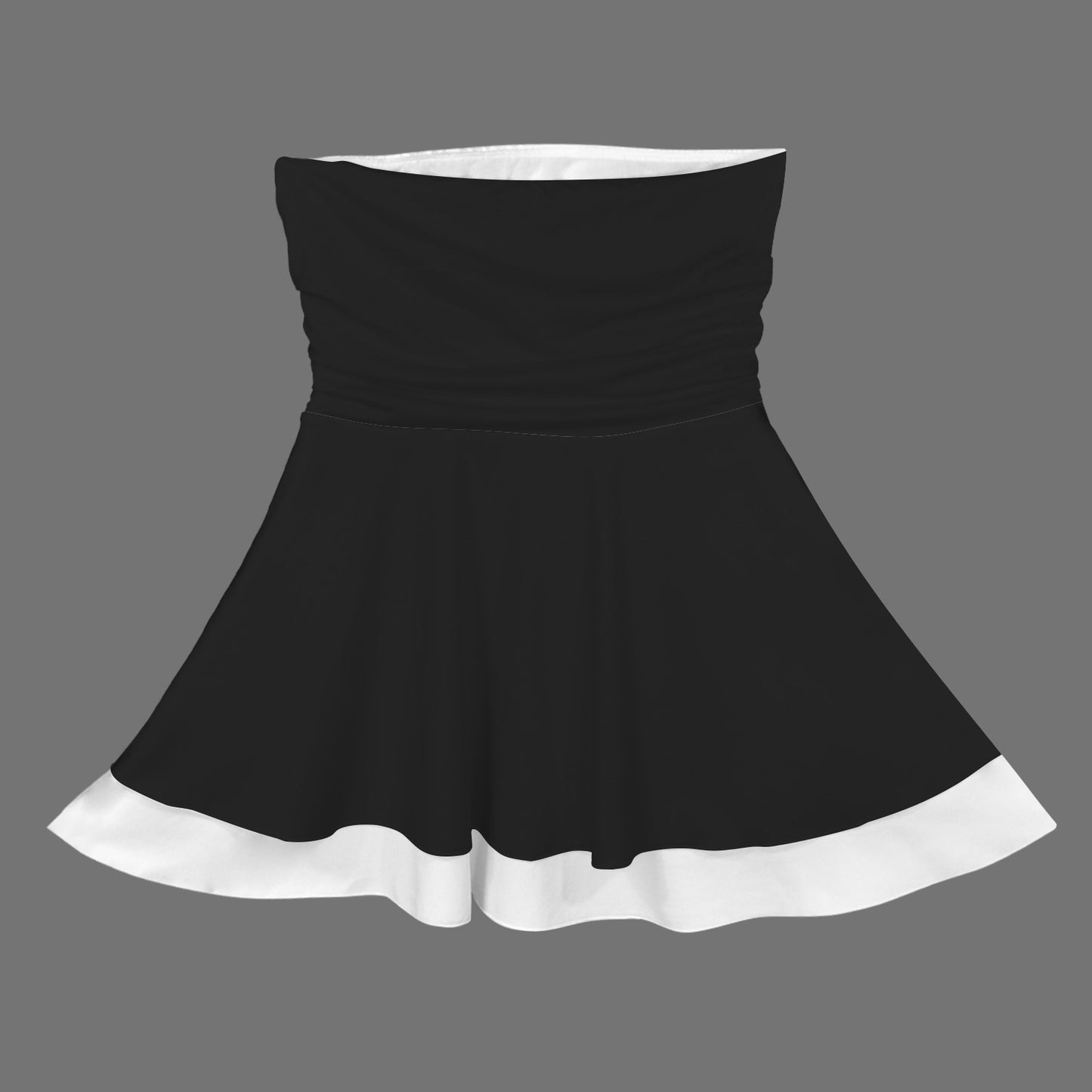 Strapless Tube Ruffle Tiered Mini Dress Black & White