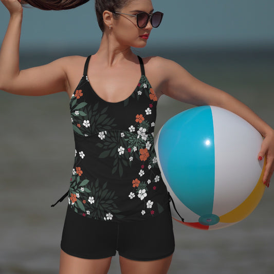 Blossom Print Black Tankini