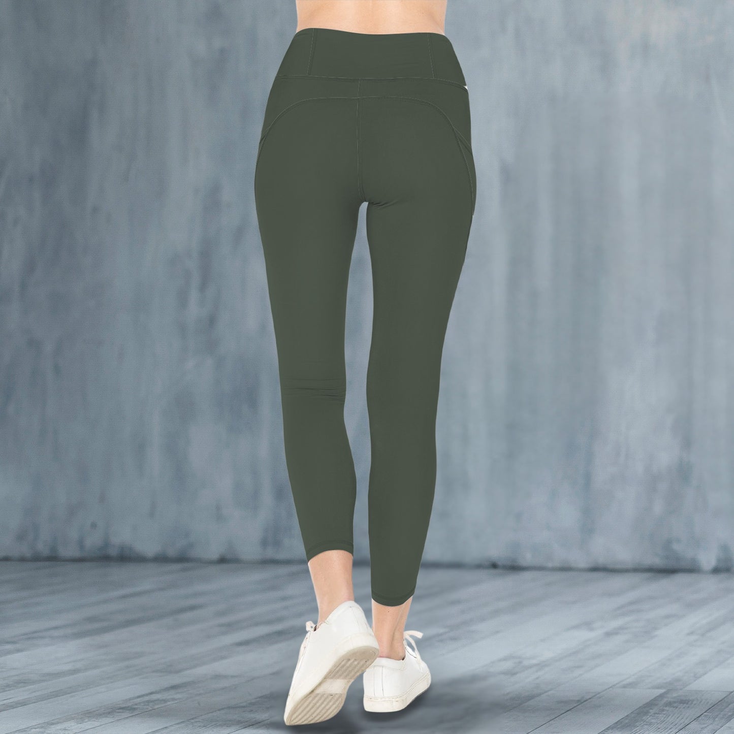 High Waist Yoga Pocket Leggings Dark Olive