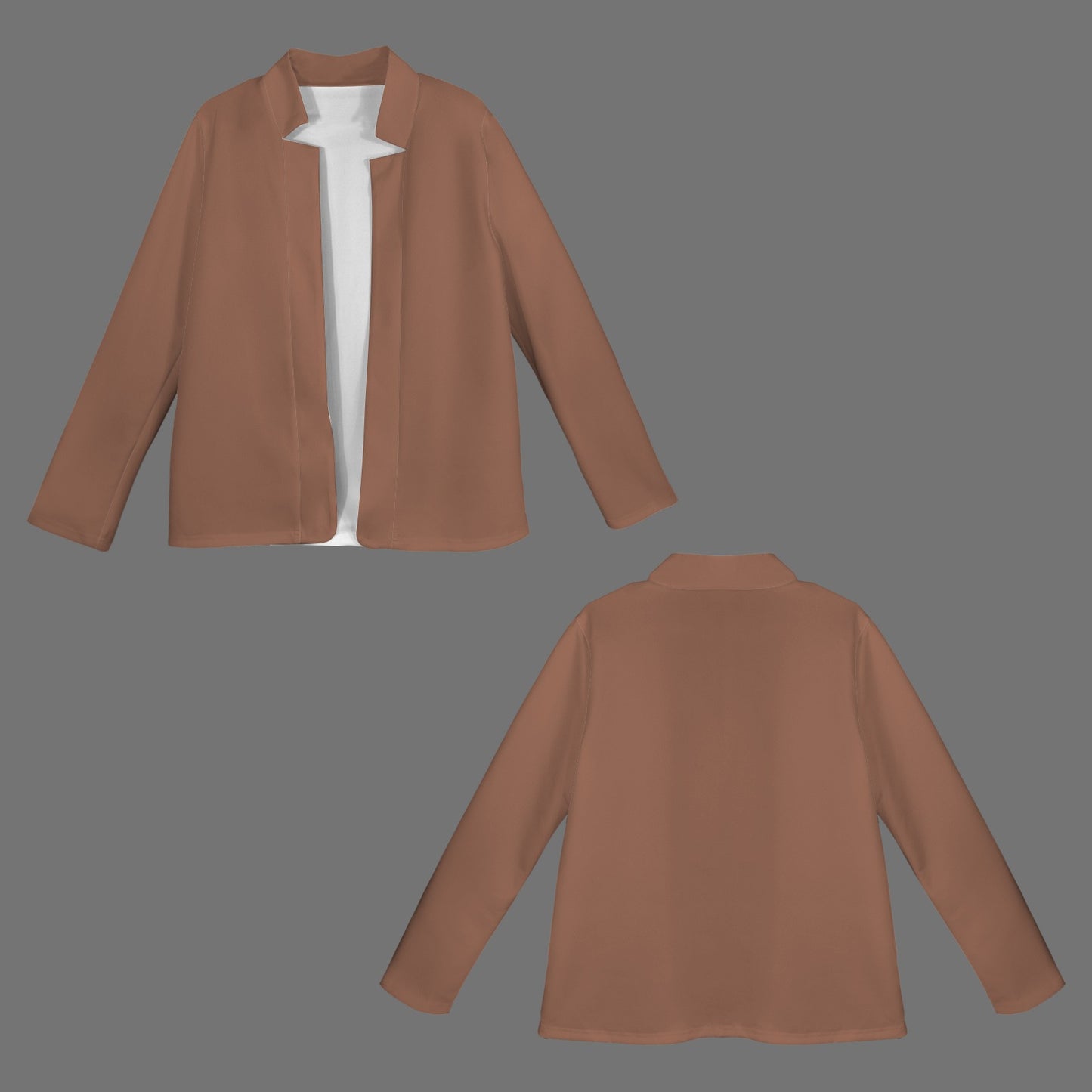 Open Front Long Sleeve Blazer Brown