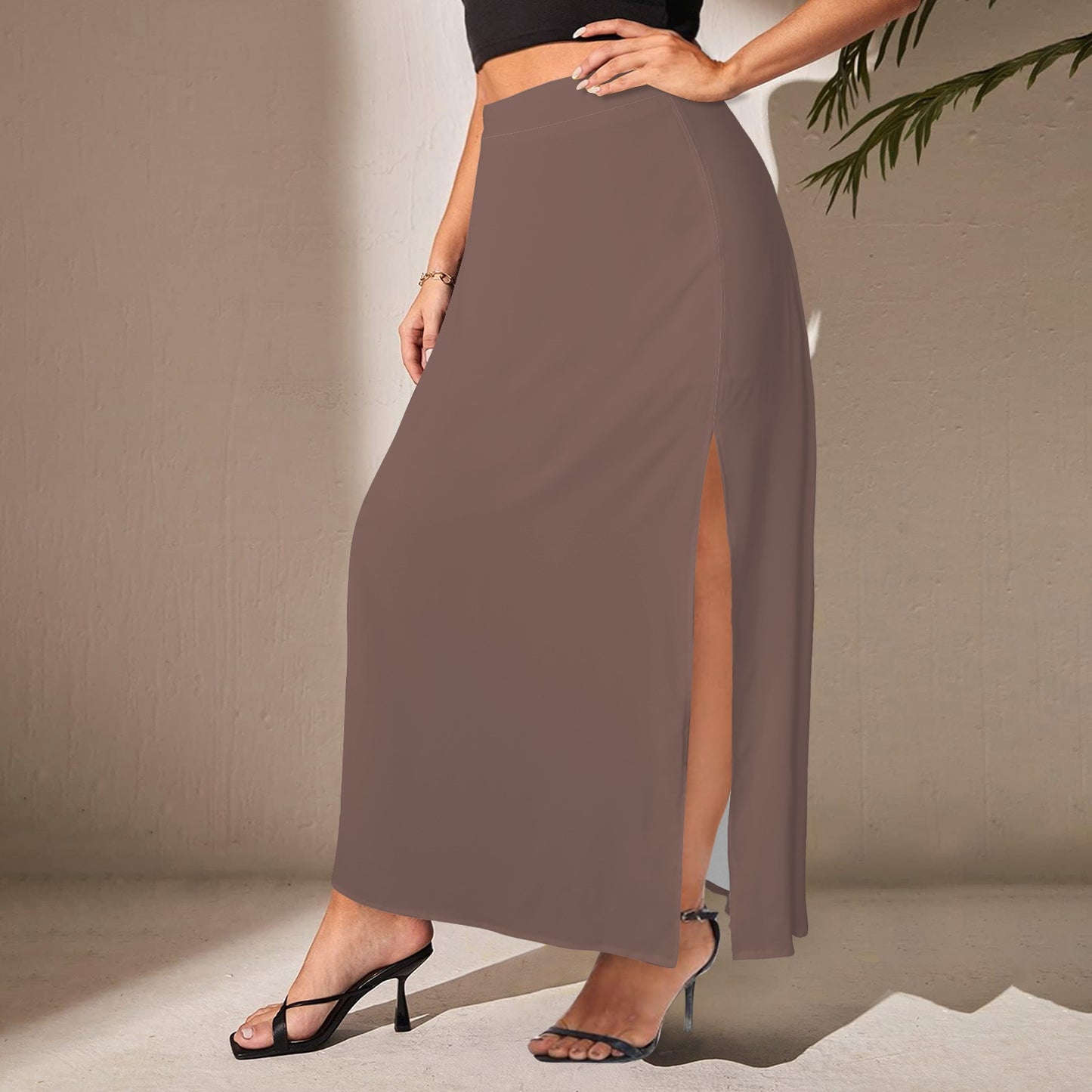 Split Thigh Maxi Skirt Cocoa