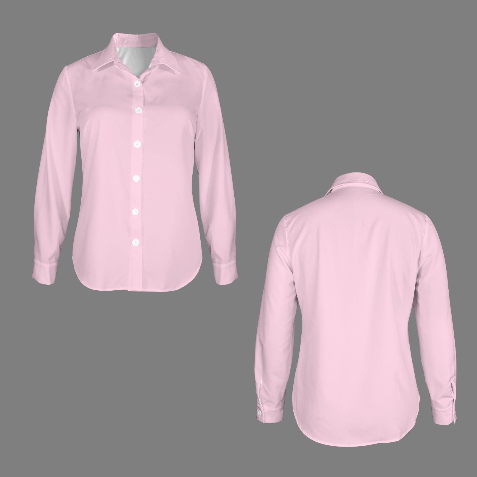 Basic Button Down Long Sleeve Shirt Pink