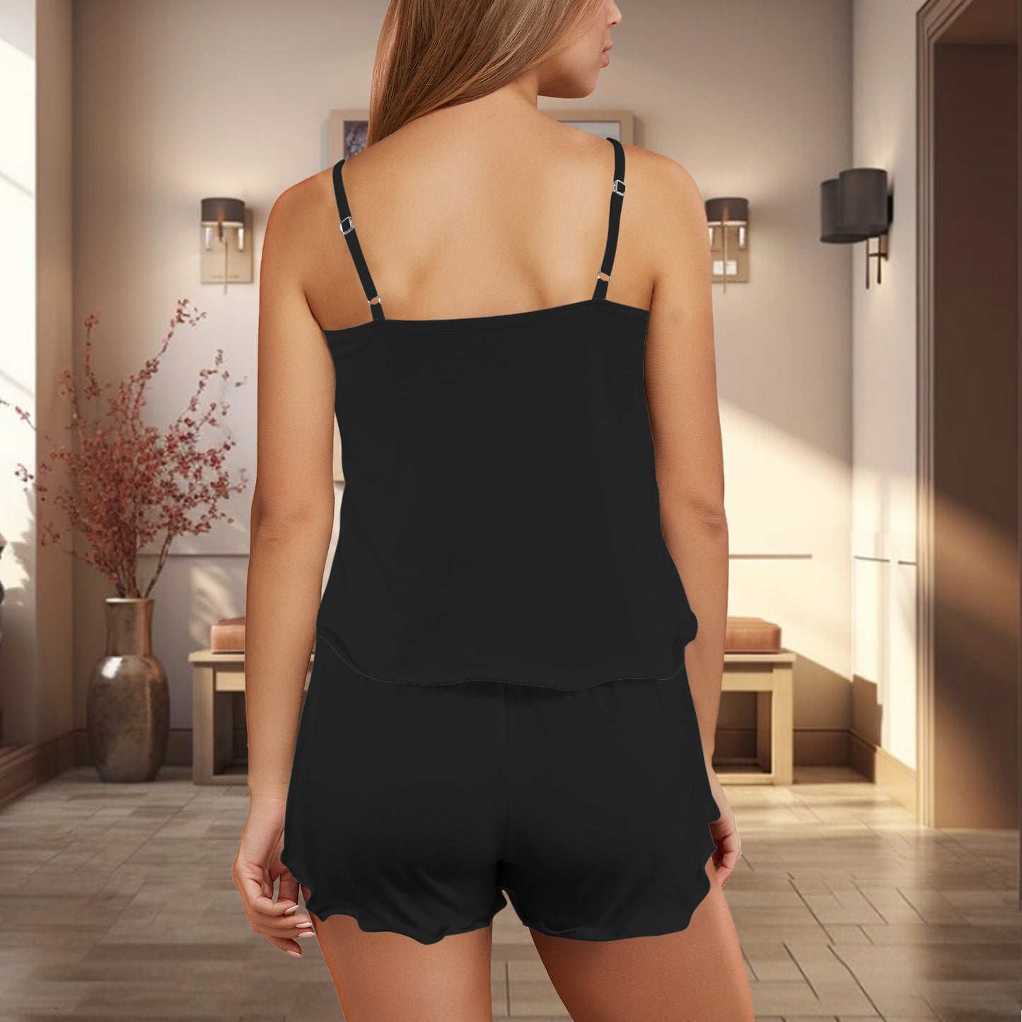 Black Shorts & Cami Sleep Lounge Set