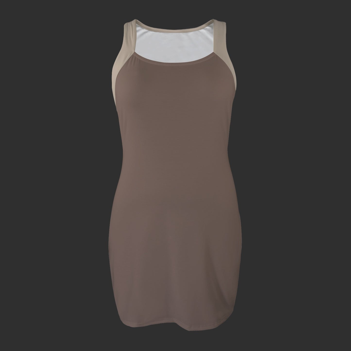 Square Neck Sleeveless Party Dress Mocha