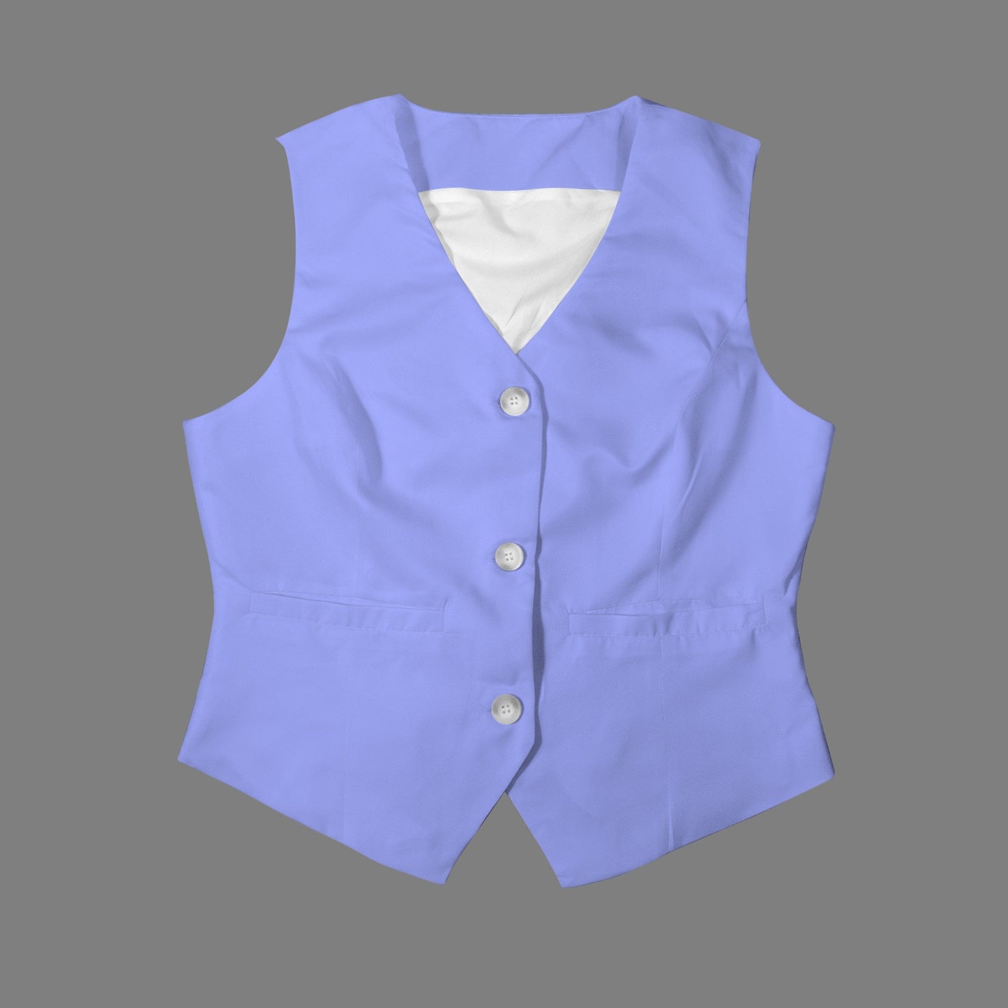 V-Neck Sleeveless Button Pocket Vest Periwinkle