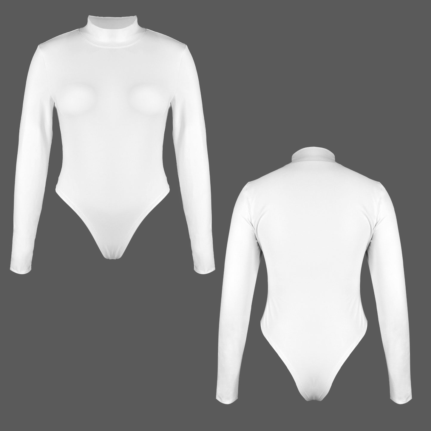 Turtle Neck Long Sleeve Bodysuit White