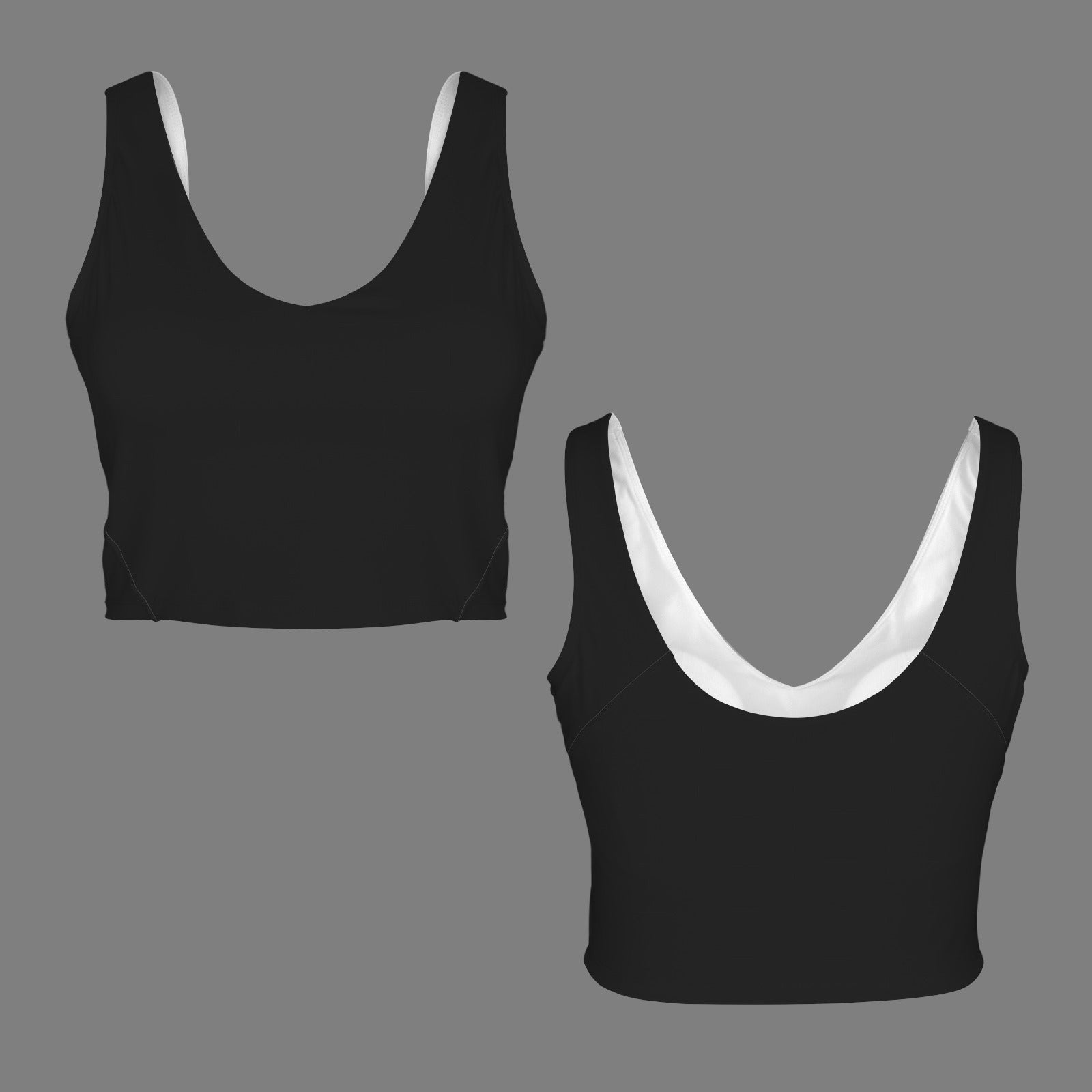 V-Neck Crop Tank Sports Bra Black