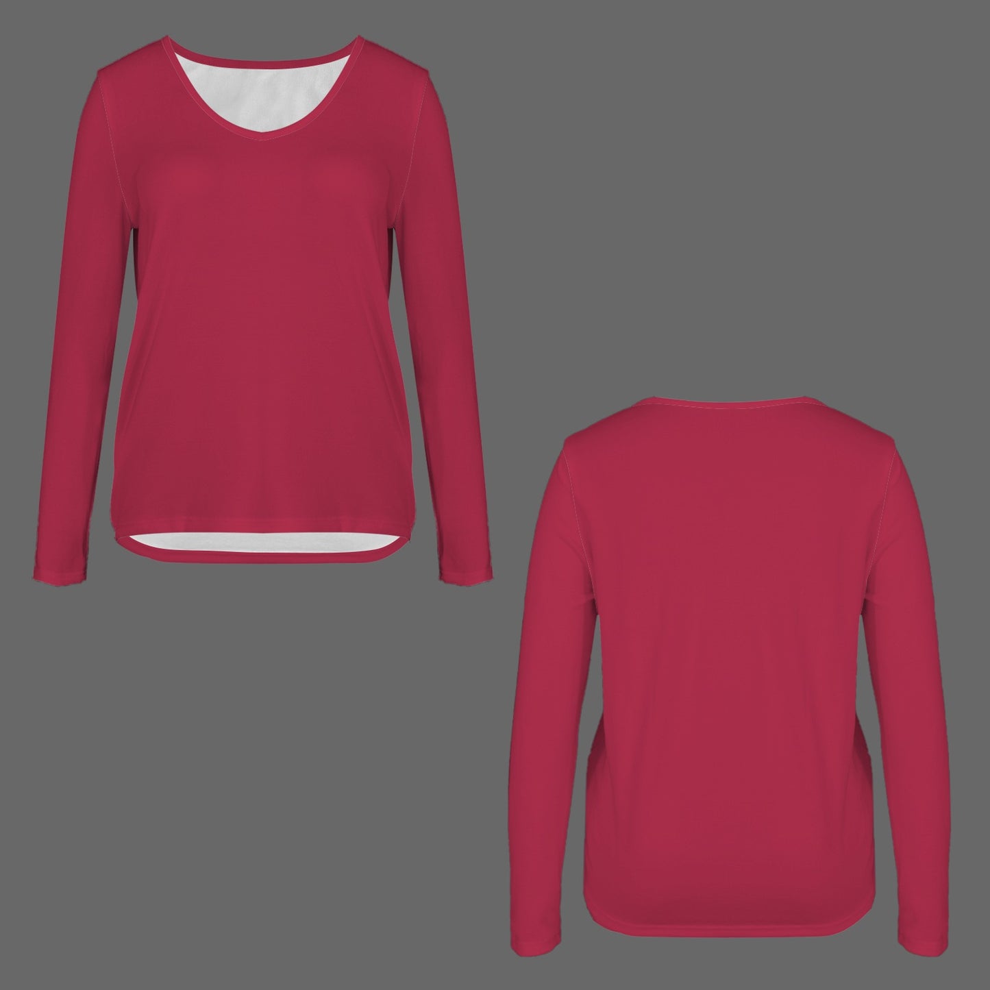 V Neck Long Sleeve Pullover Top Red