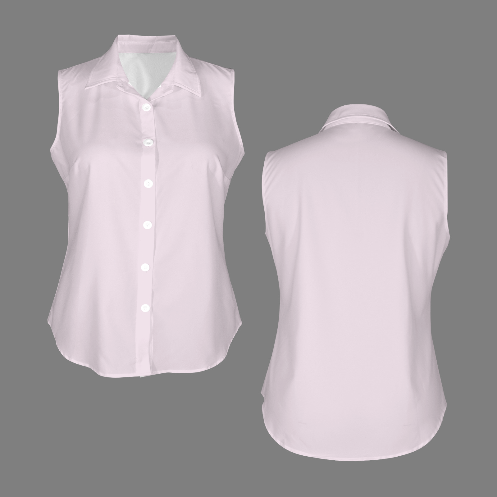 Pale Lavender Button Front Sleeveless Shirt