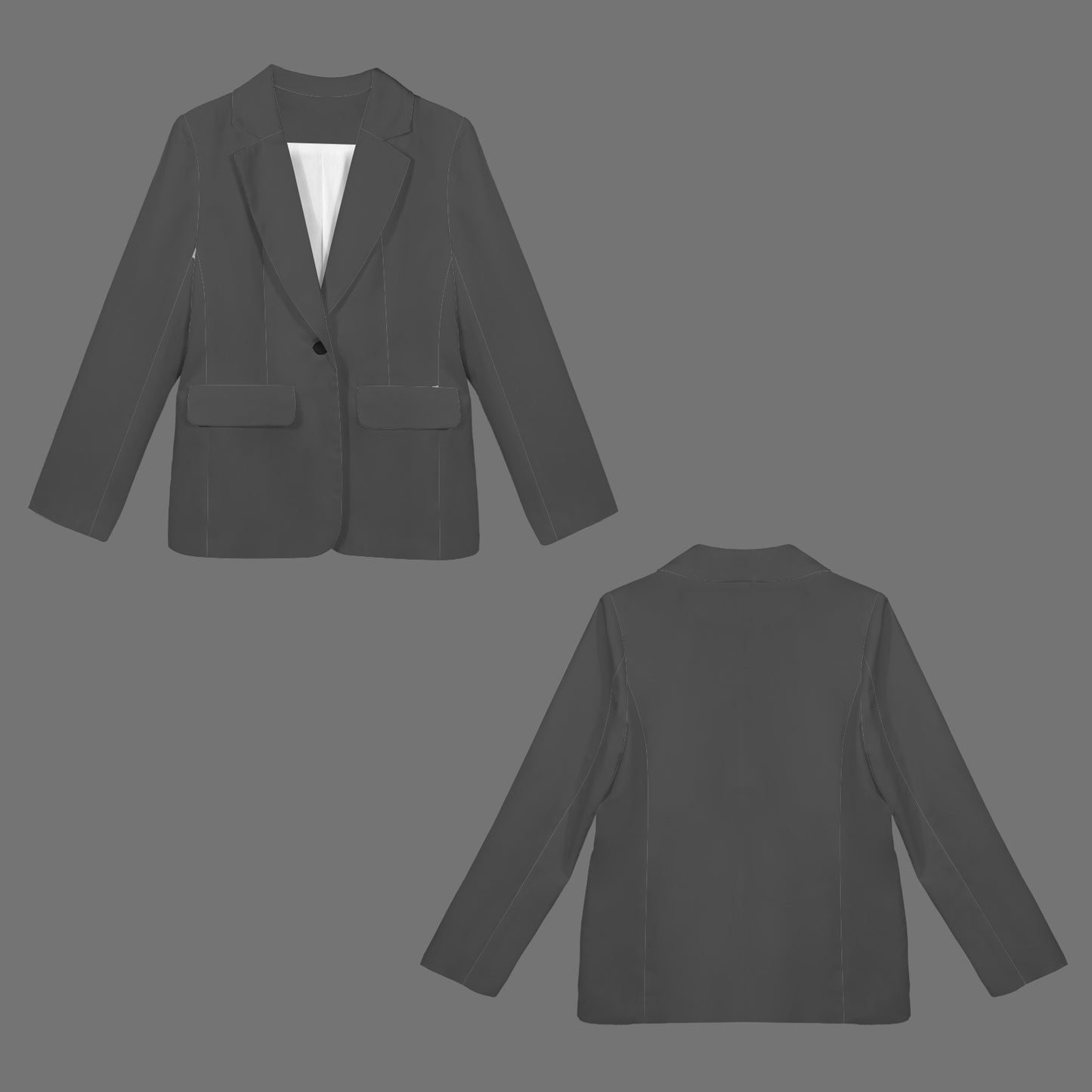 Open Front Casual Long Sleeve Blazer Dark Grey