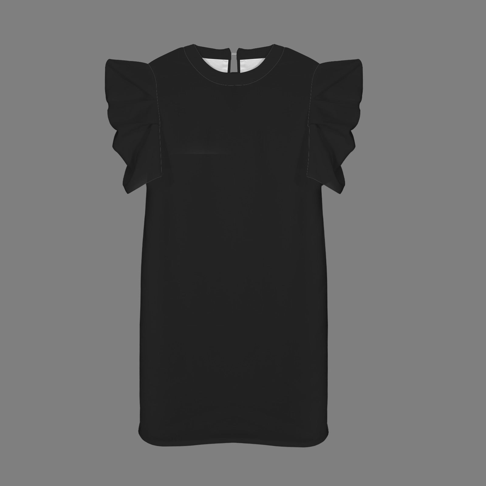 Puff Sleeve Keyhole Back Dress Black