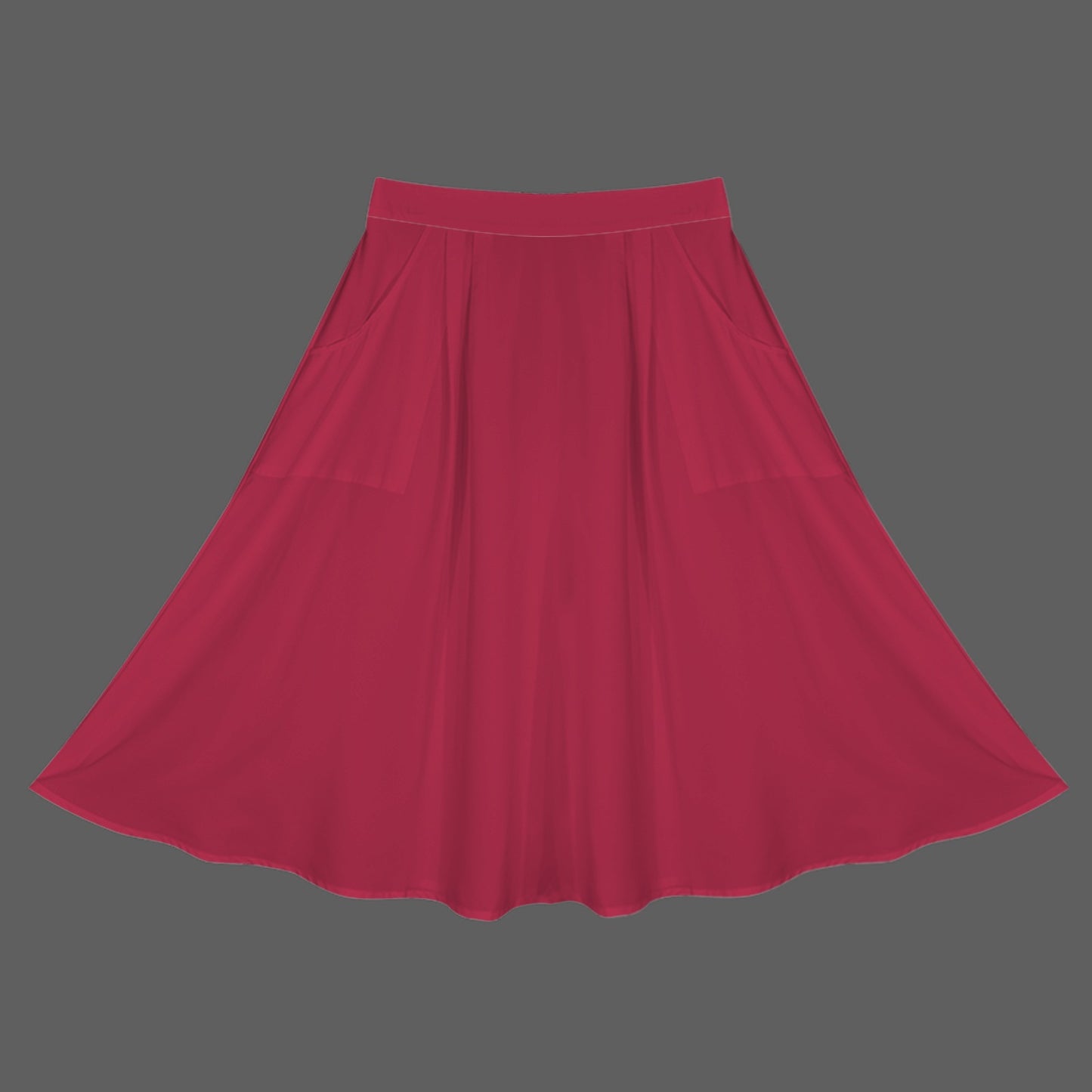 Rose Red Elastic Waist Pocket Full Skirt