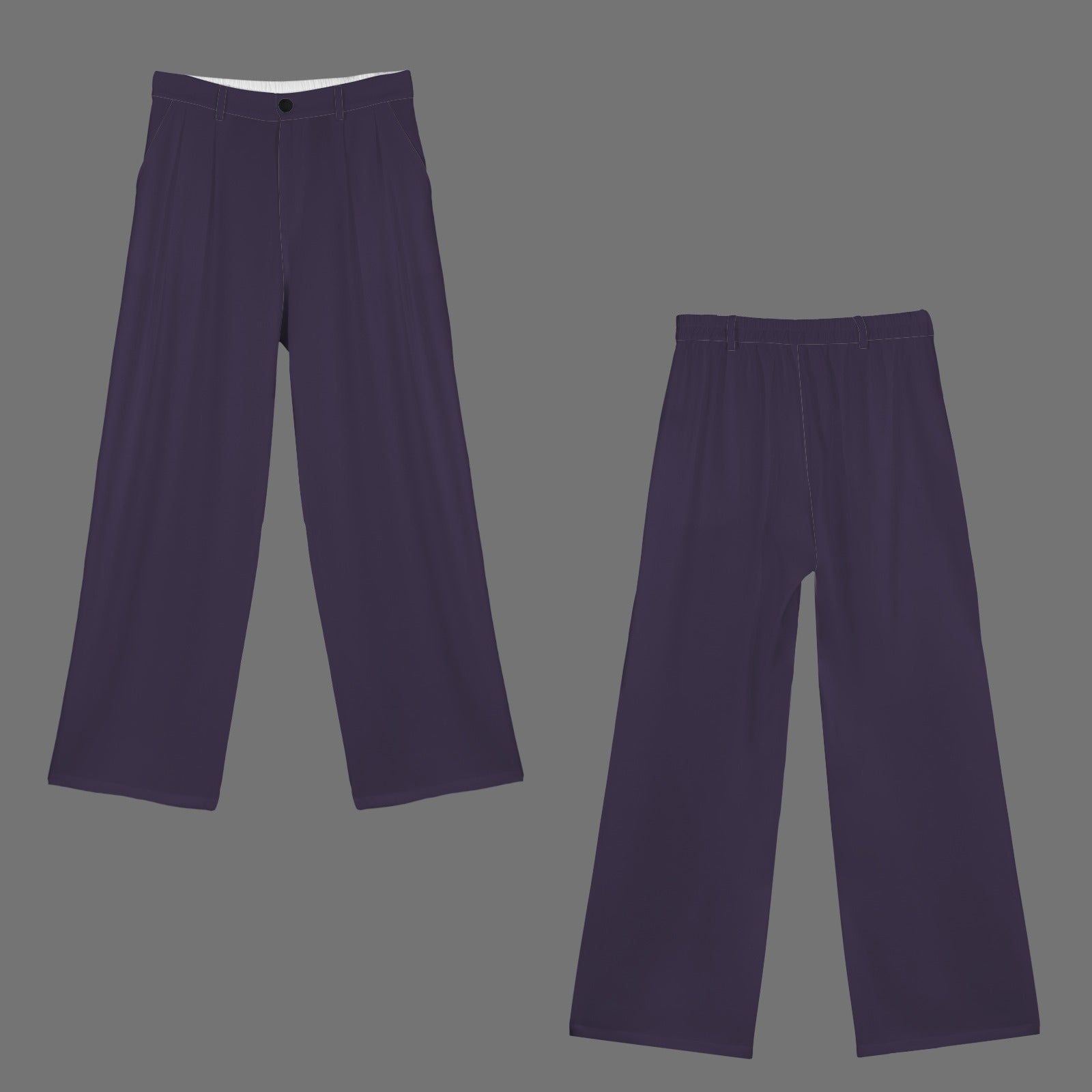 High Waist Long Straight Wide Leg Pants Dusted Darkest Plum