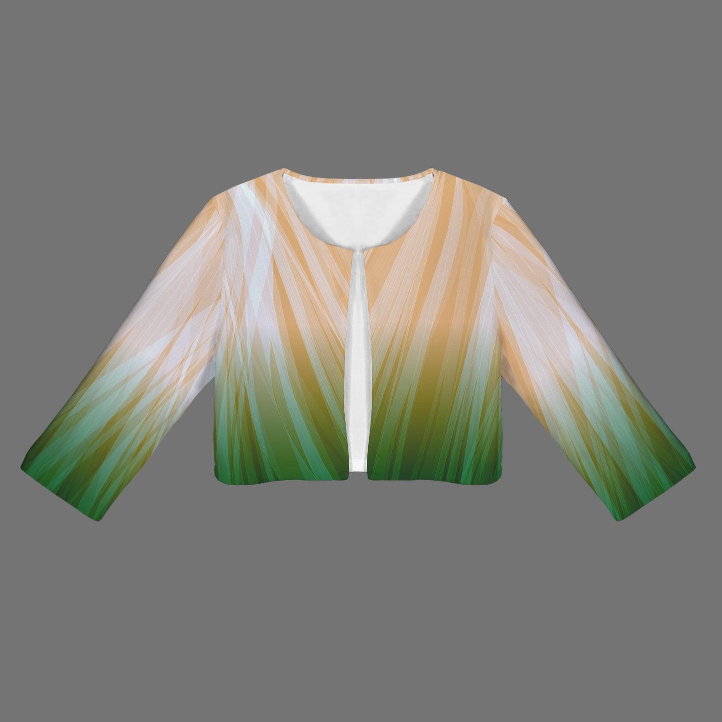 Emerald Gold Gradient Glow Open Front Short Blazer