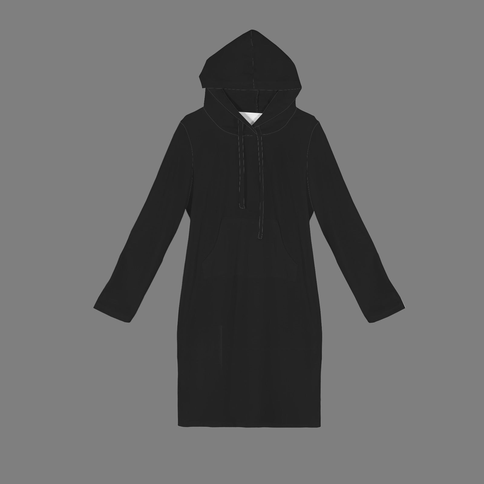 Drawstring Pocket Hooded Dress Black