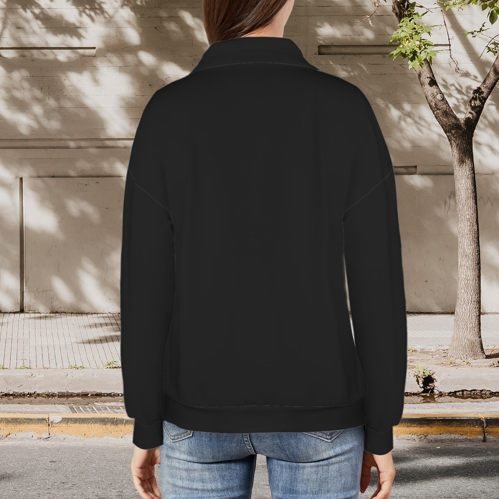 Half Zip Hoodie Pullover Drawstring Sweatshirt Black