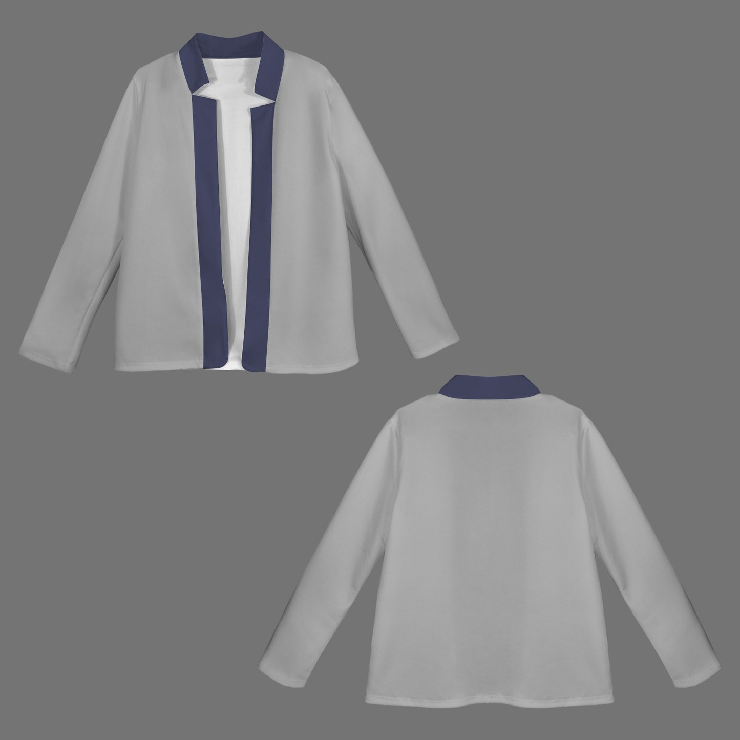 Open Front Long Sleeve Blazer Light Grey & Dusted Blue