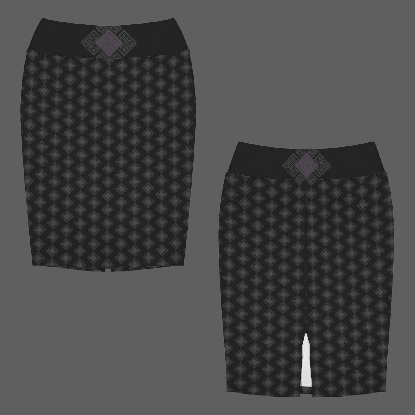 High Waist Below Knew Pencil Skirt é Plum Black Diamond