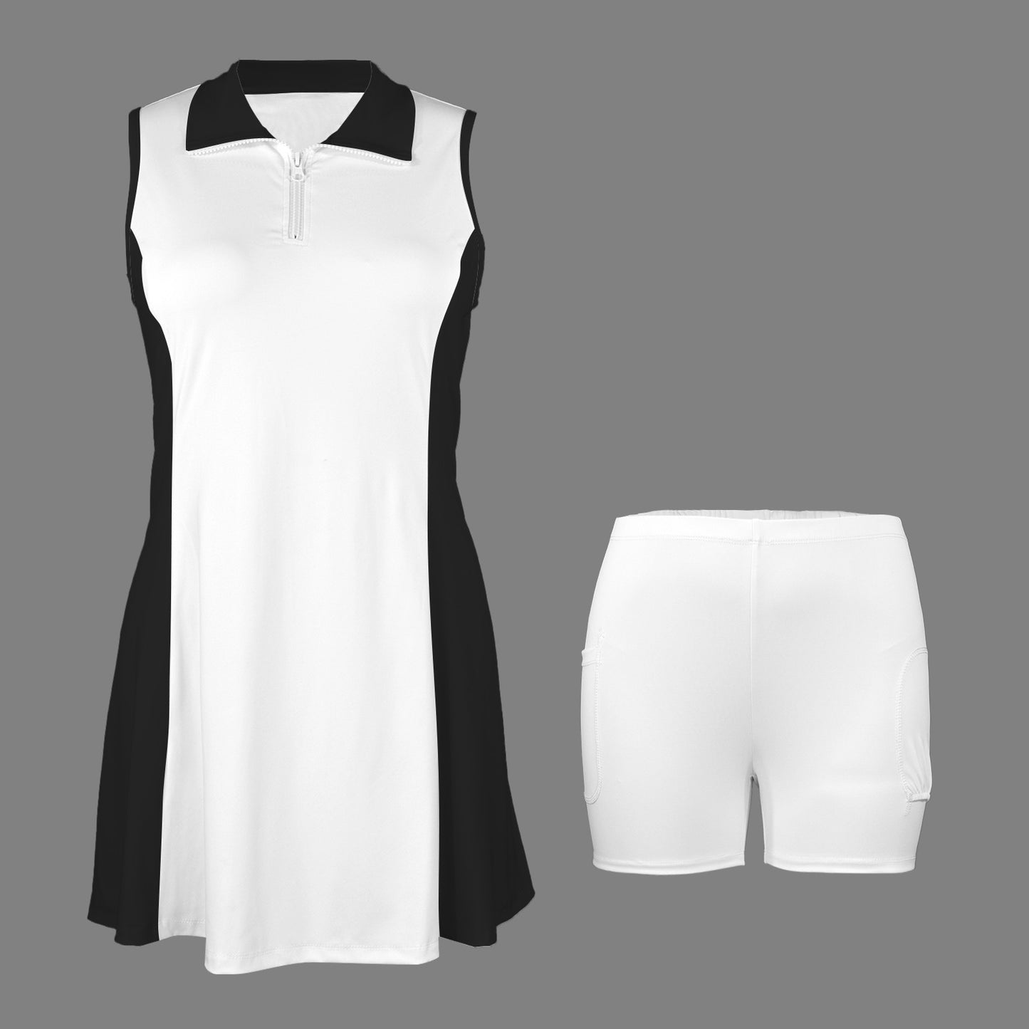 B&W Sport Dress with Inner Shorts & Pocket