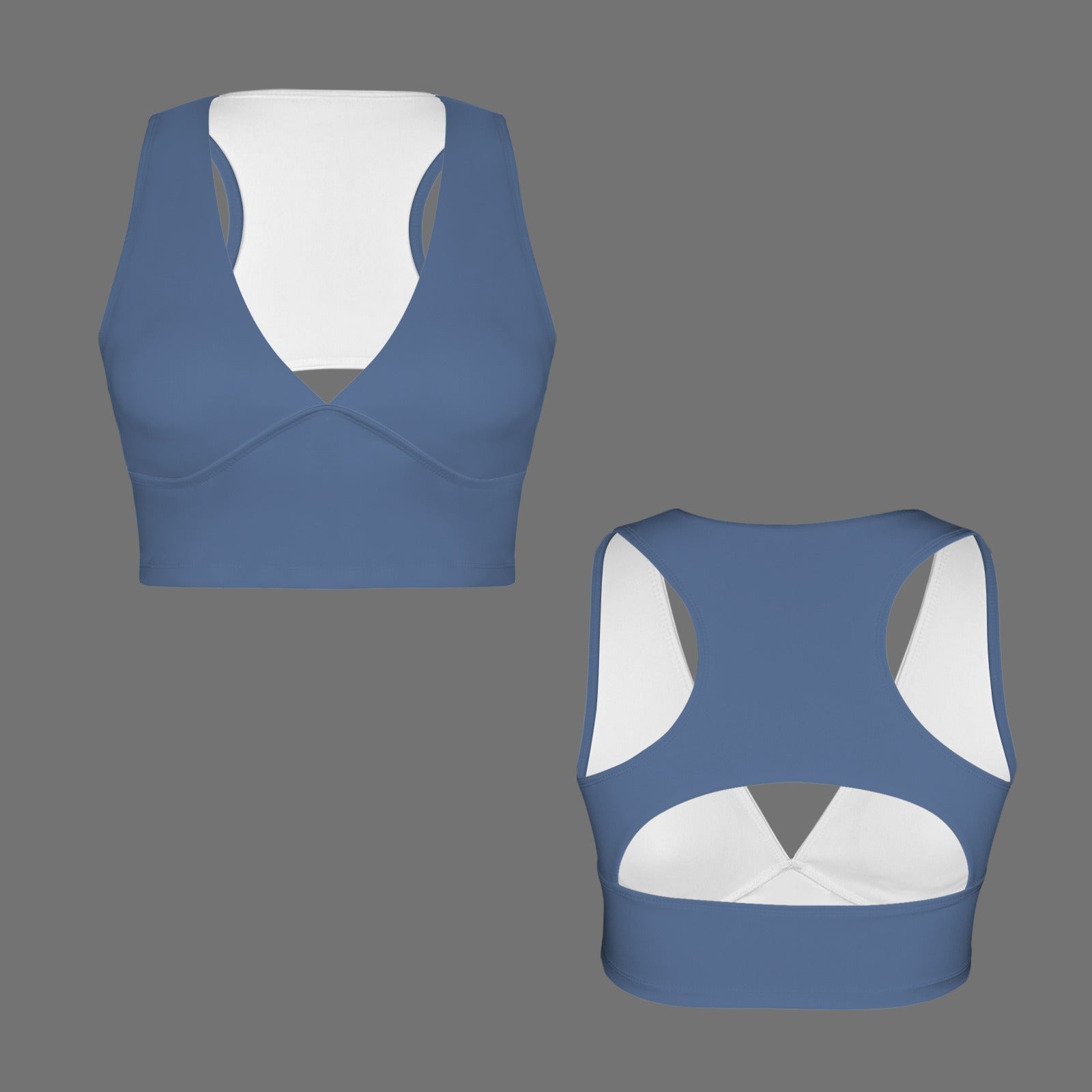 Racerback Cutout Sports Crop Tank Top Dusted Blue