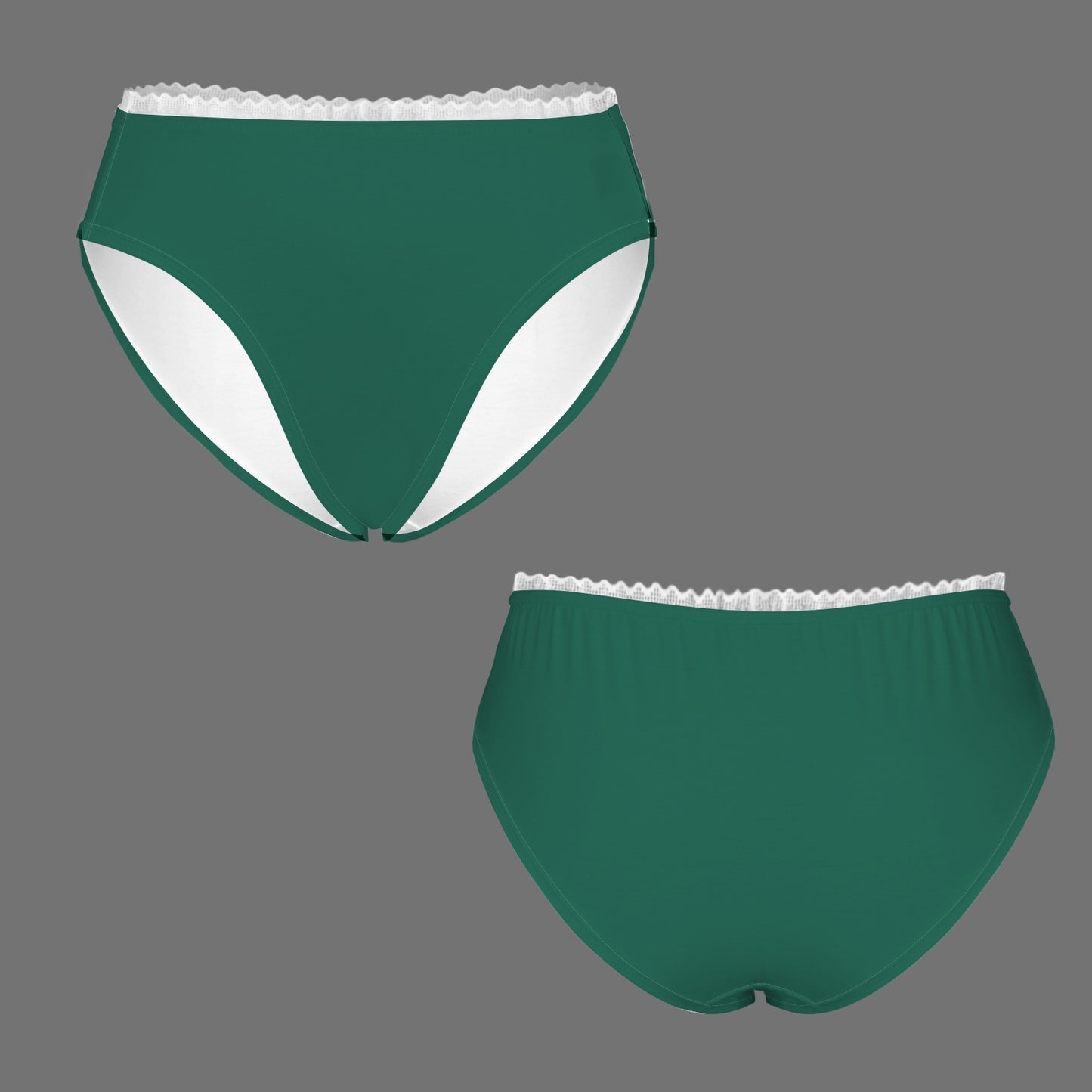 Classic Underwear with White Lace Cool Forest Green