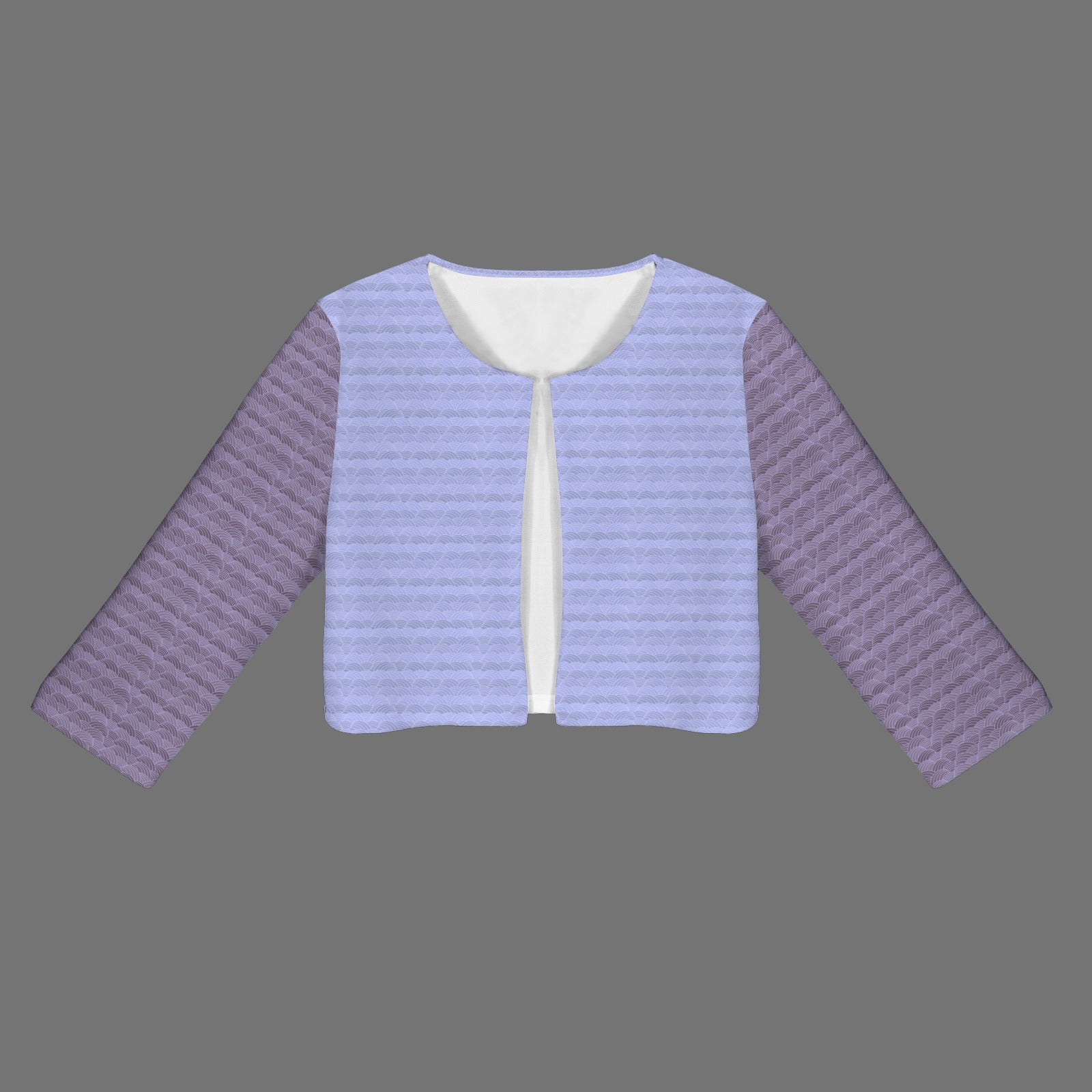 Lavender Periwinkle Scallop Prints Open Front Short Blazer