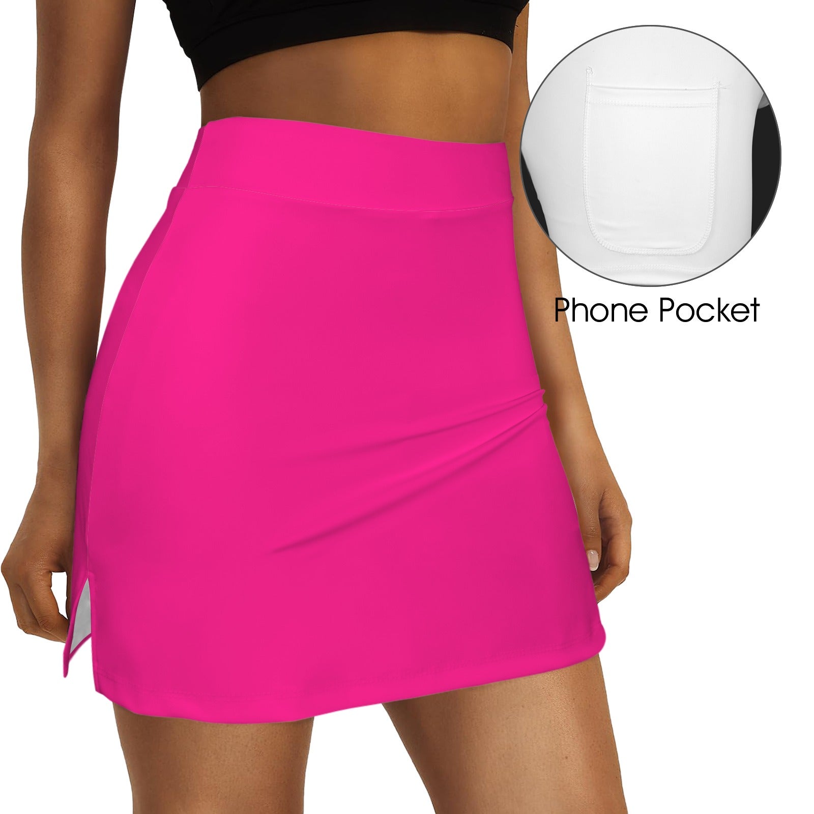 High Waist Pocket Split Sport Skort Magenta