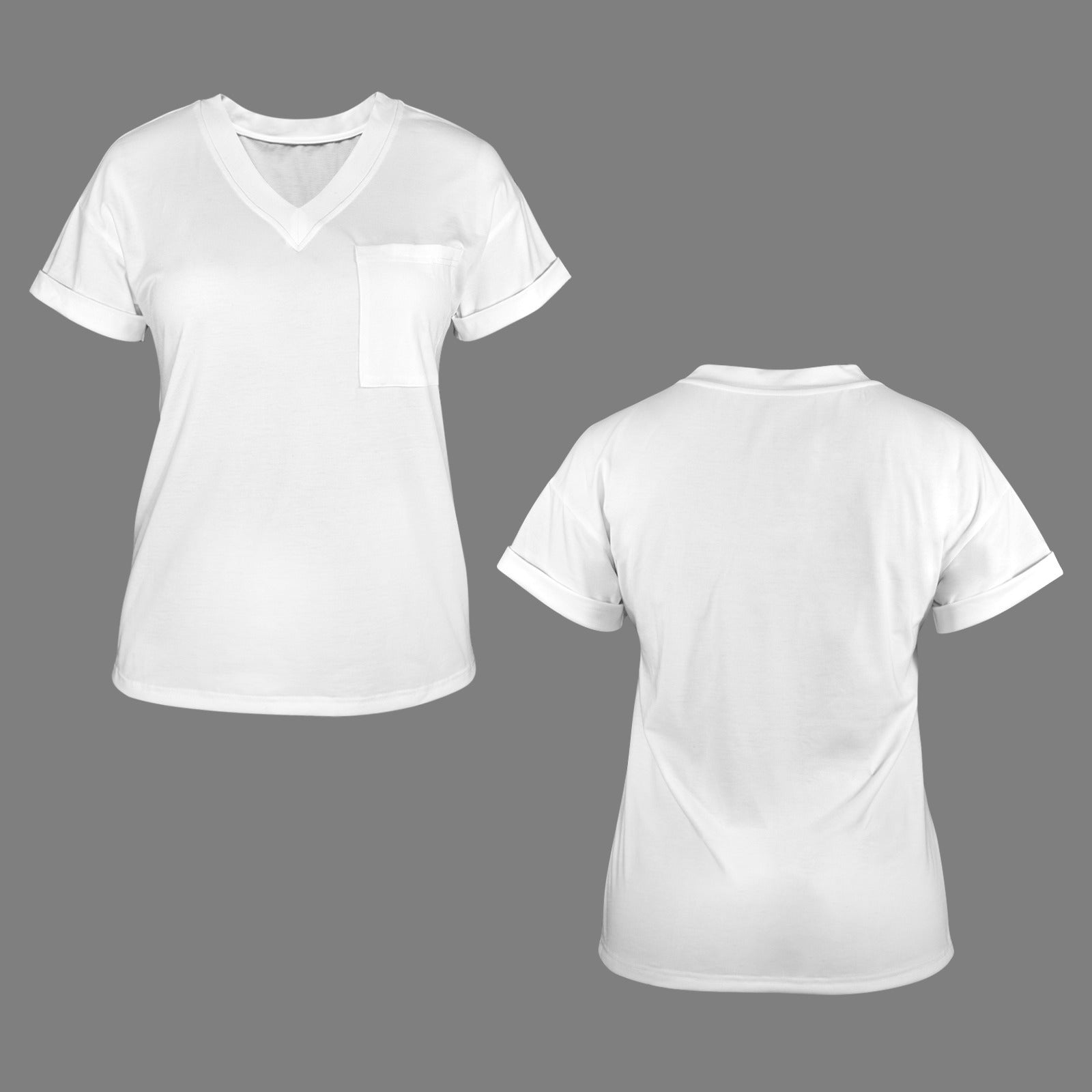 V-Neck Short Sleeve Pocket T-Shirts White