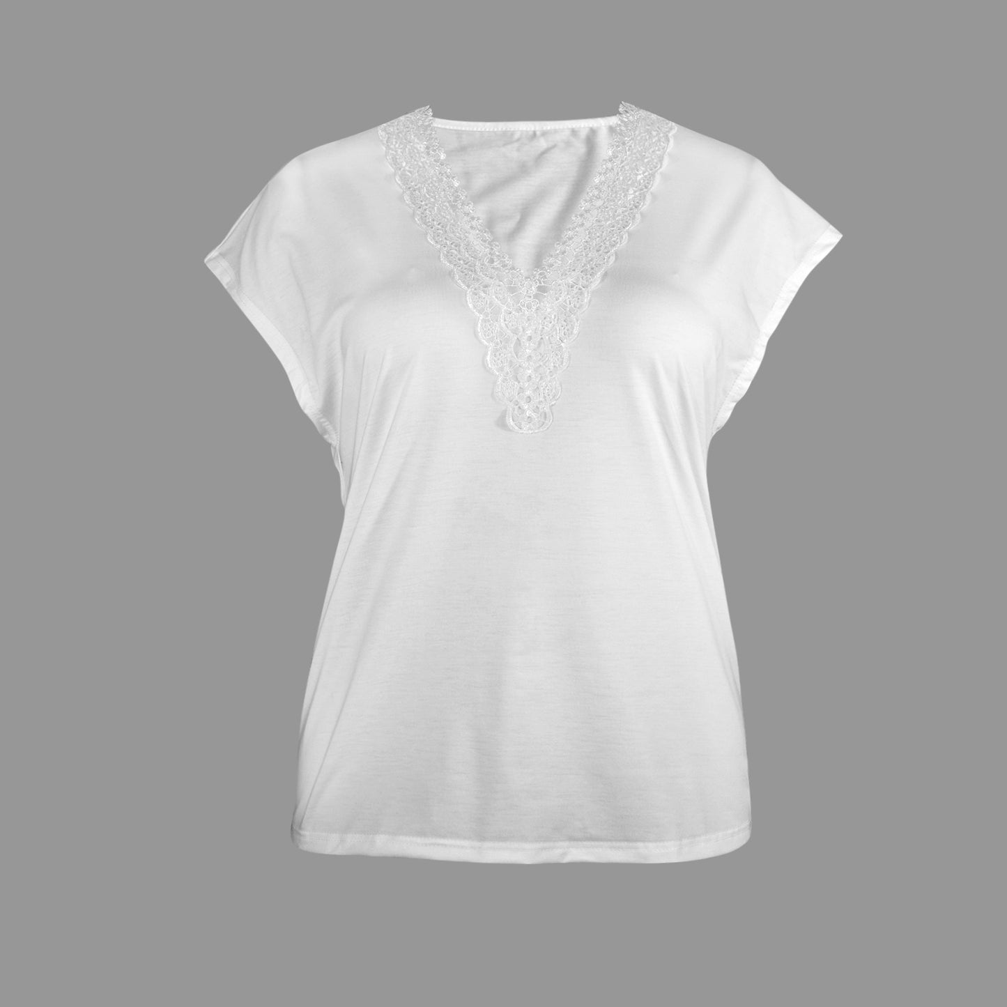 V-Neck Lace Tank Tops White