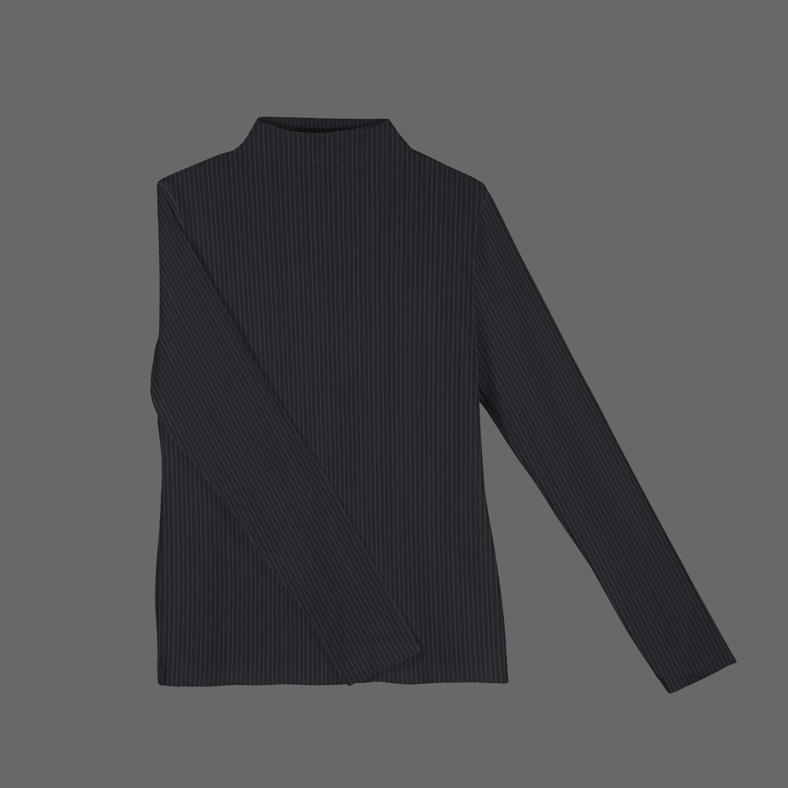 Turtleneck Slim Long Sleeve T-Shirt Midnight Pinstripe