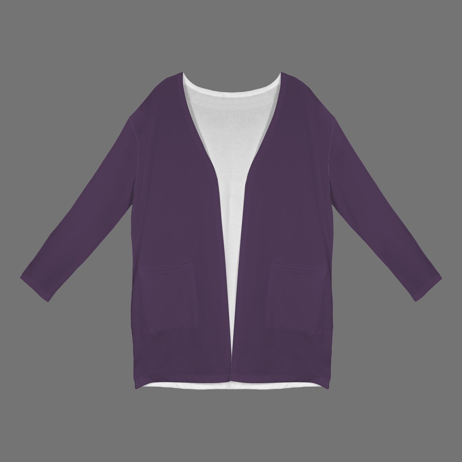 Long Sleeve Pocket Cardigan Plum