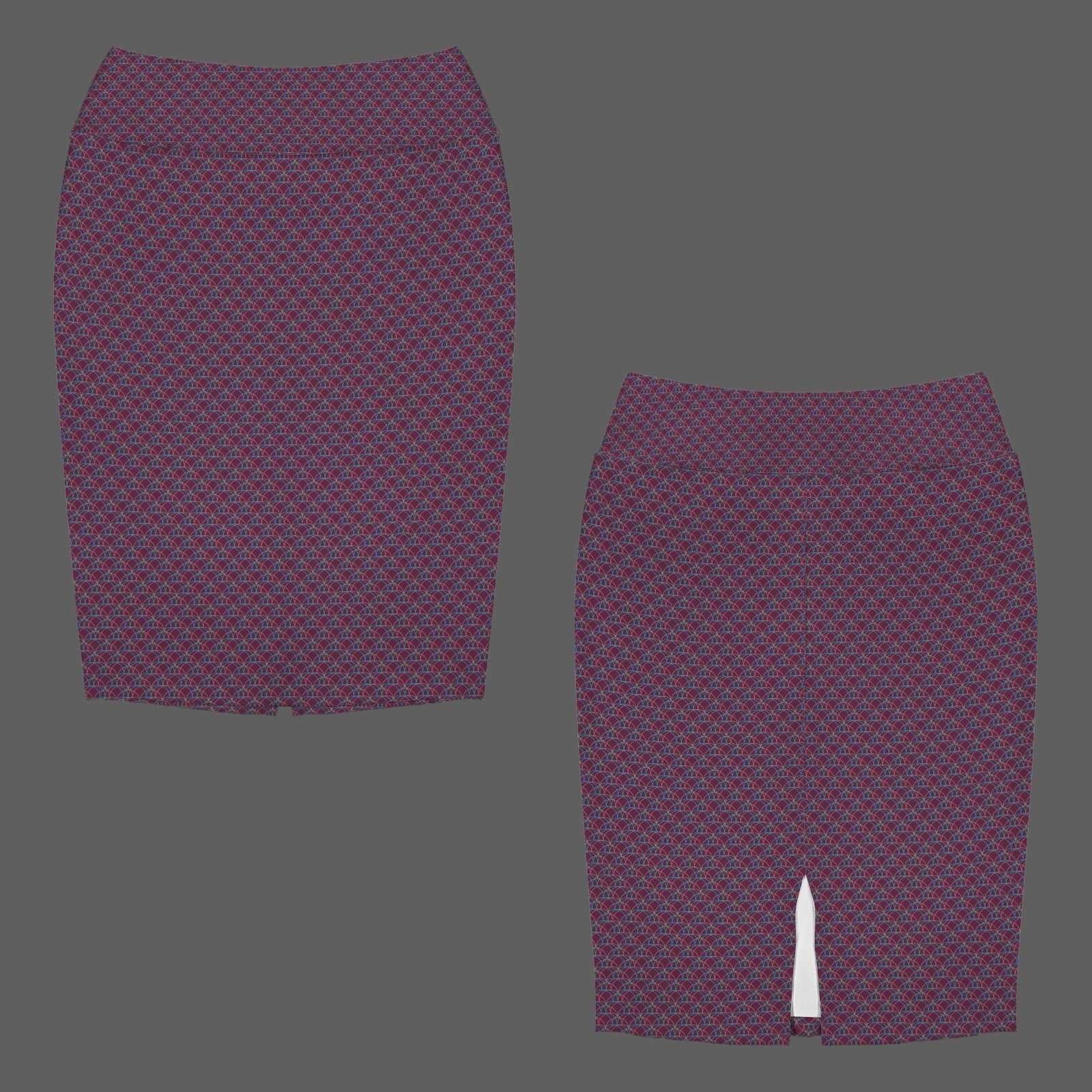 High Waist Below Knew Pencil Skirt Multi Geo Berry