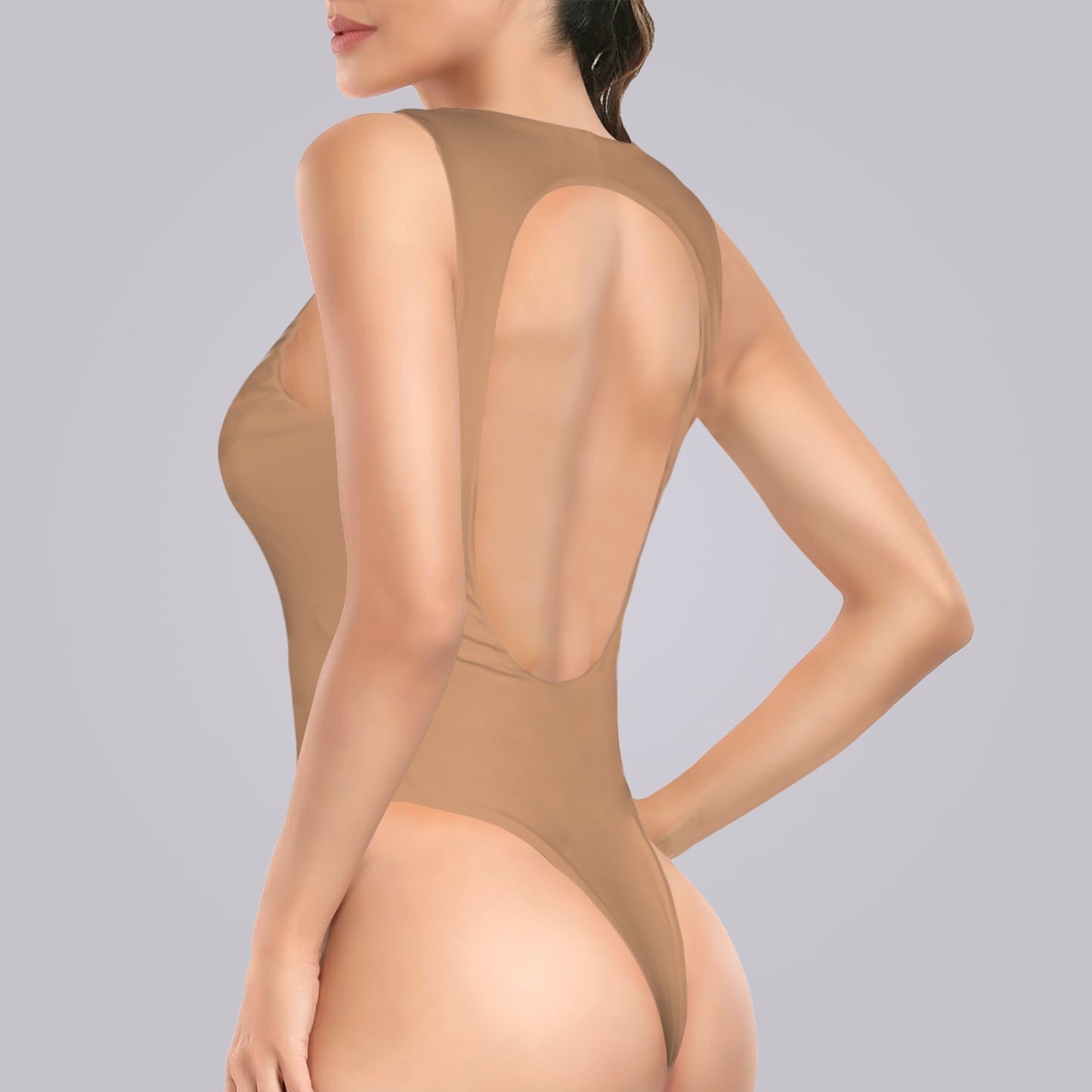 Sleeveless Backless Bodysuit SunTan Nude