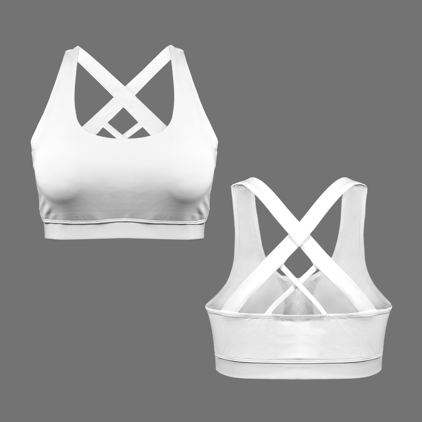 Crisscross Back Sports Bra White