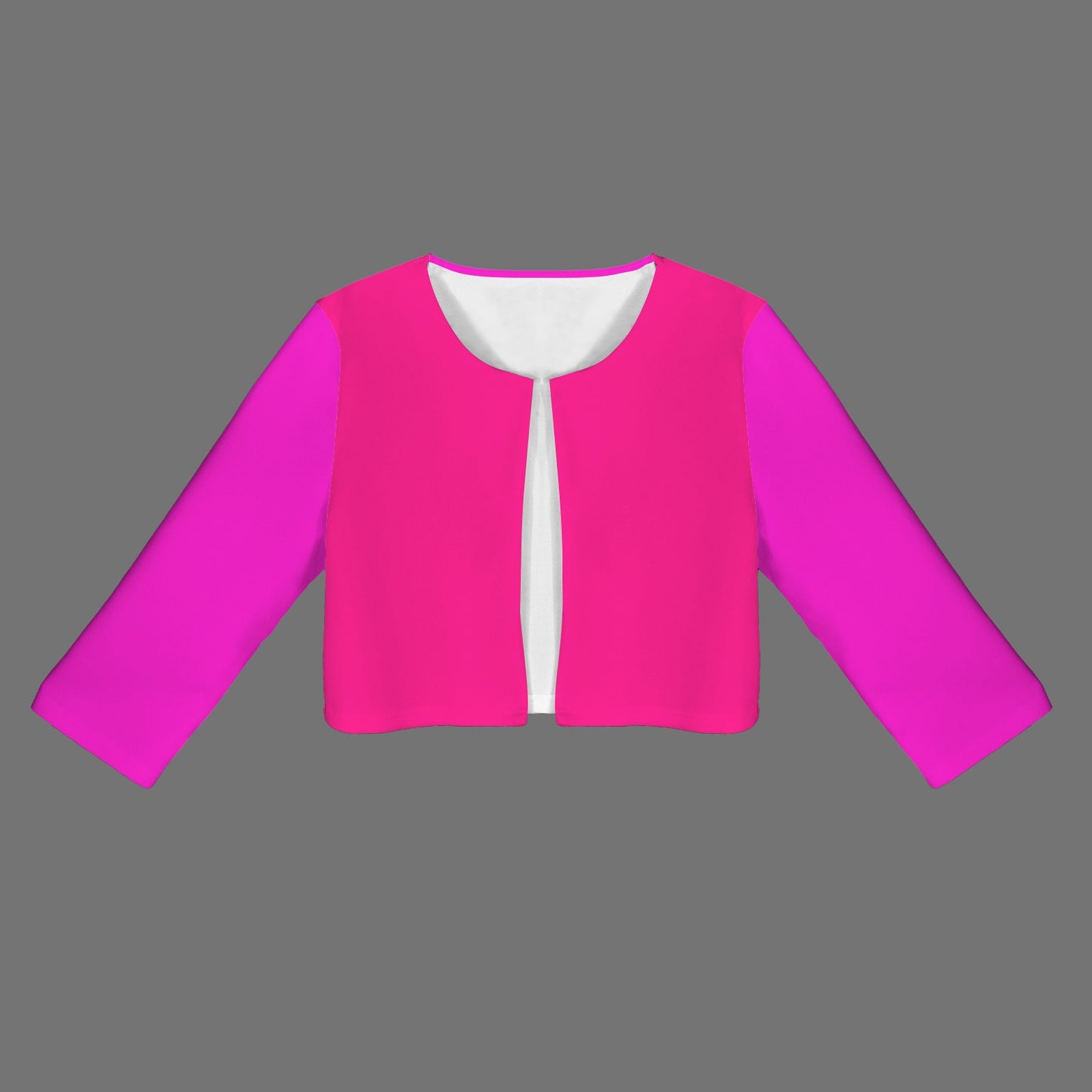 Open Front Cropped Blazer Fuchsia Magenta Rose