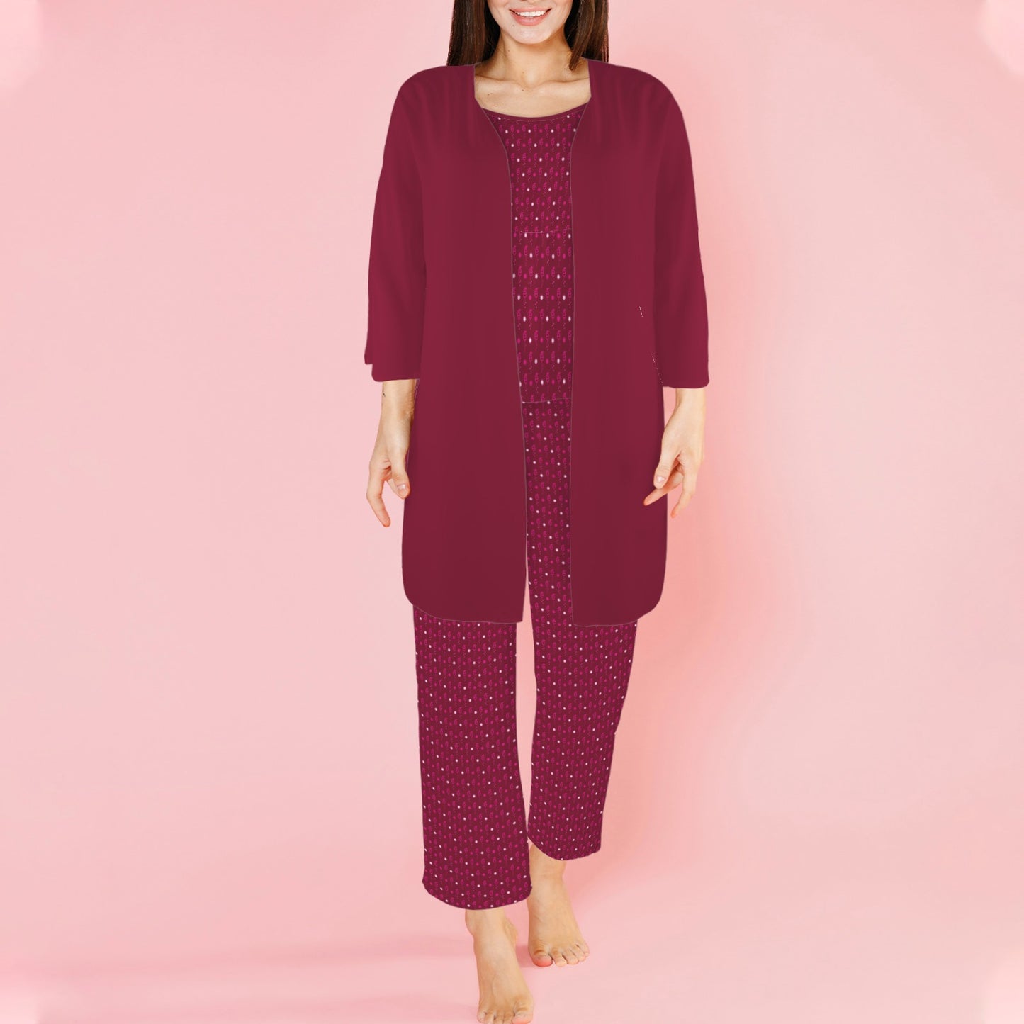 Dark Berry é Stardrops Print 3 Piece Pajama Set