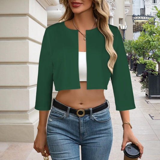 Open Front Cropped Blazer Forest