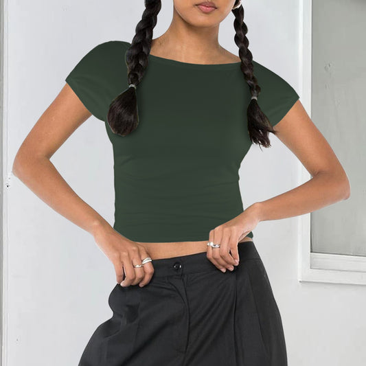 Backless T-Shirts Dark Olive