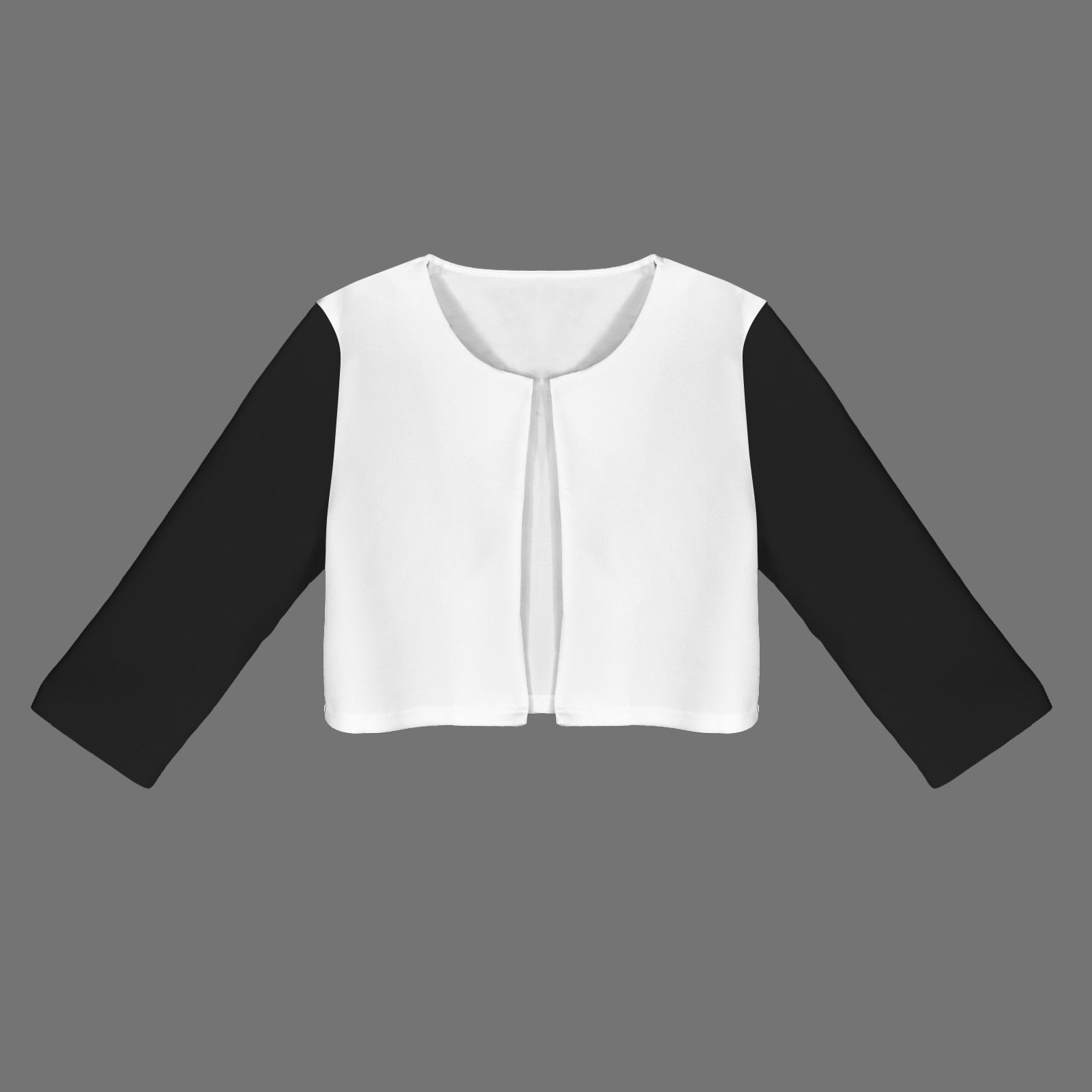 White Black Open Front Short Blazer