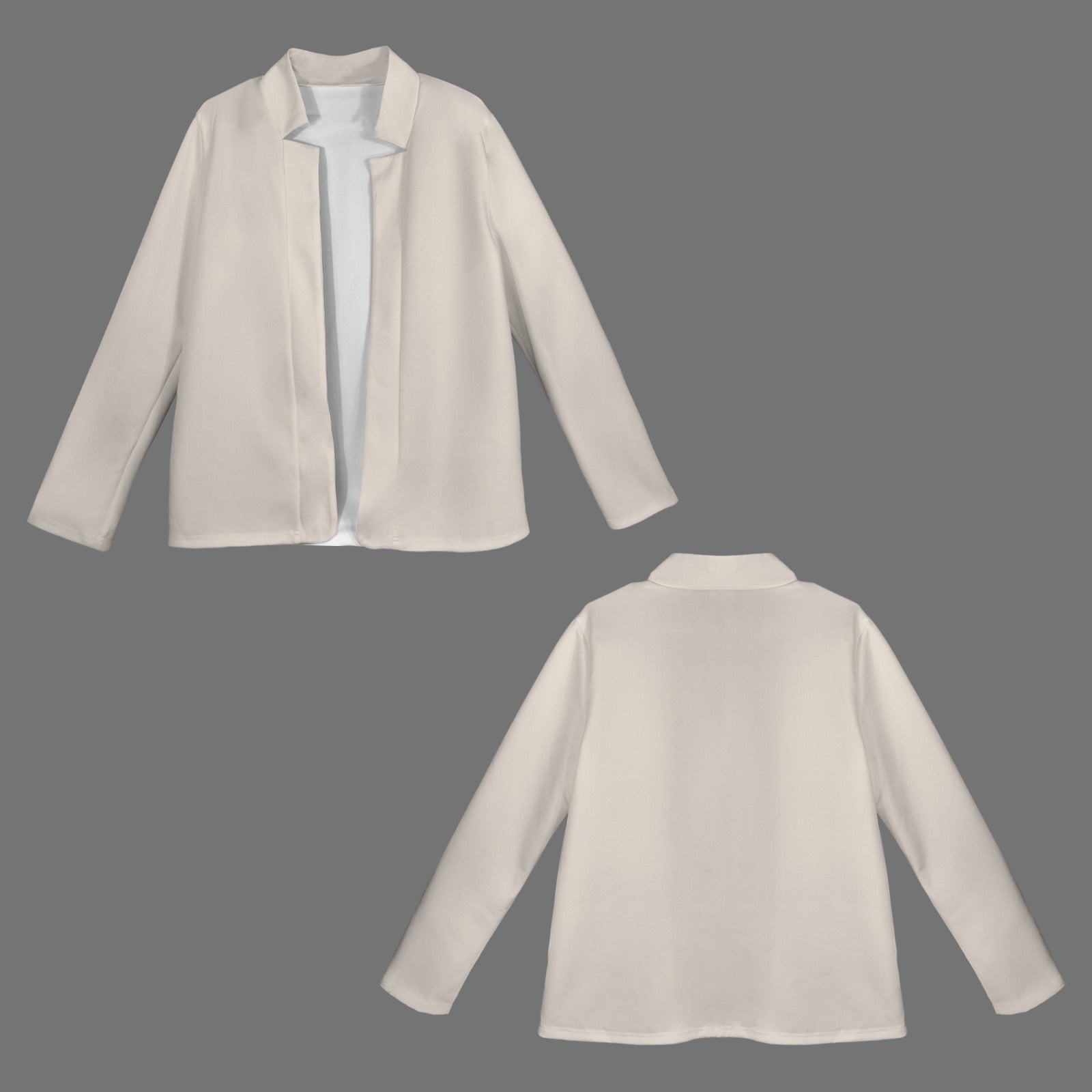 Open Front Long Sleeve Blazer Natural