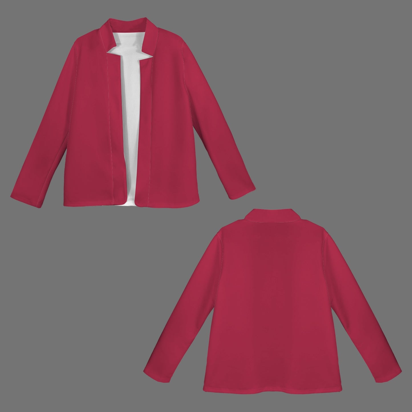 Open Front Long Sleeve Blazer Red Berry