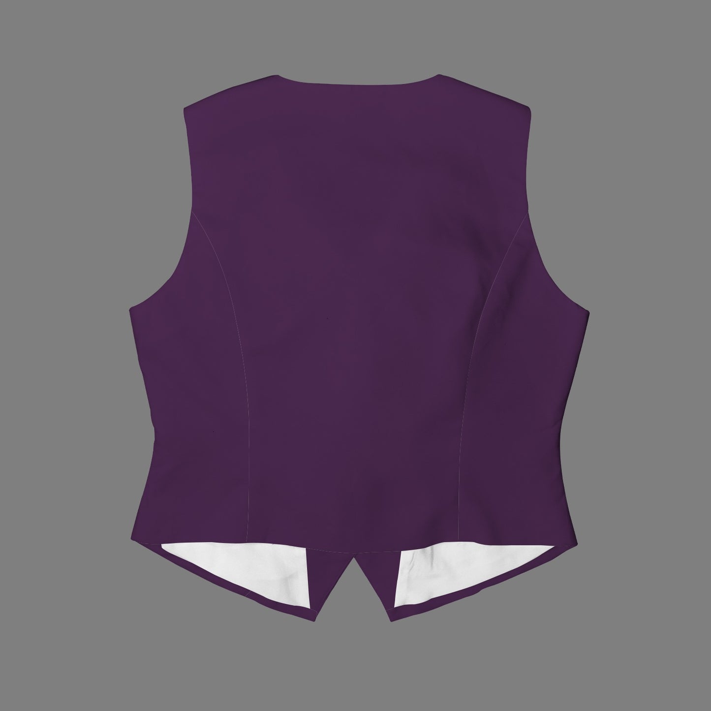 V-Neck Sleeveless Button Pocket Vest Flower Purple