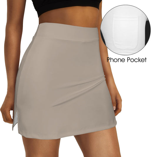 High Waist Pocket Split Sport Skort Light Mocha