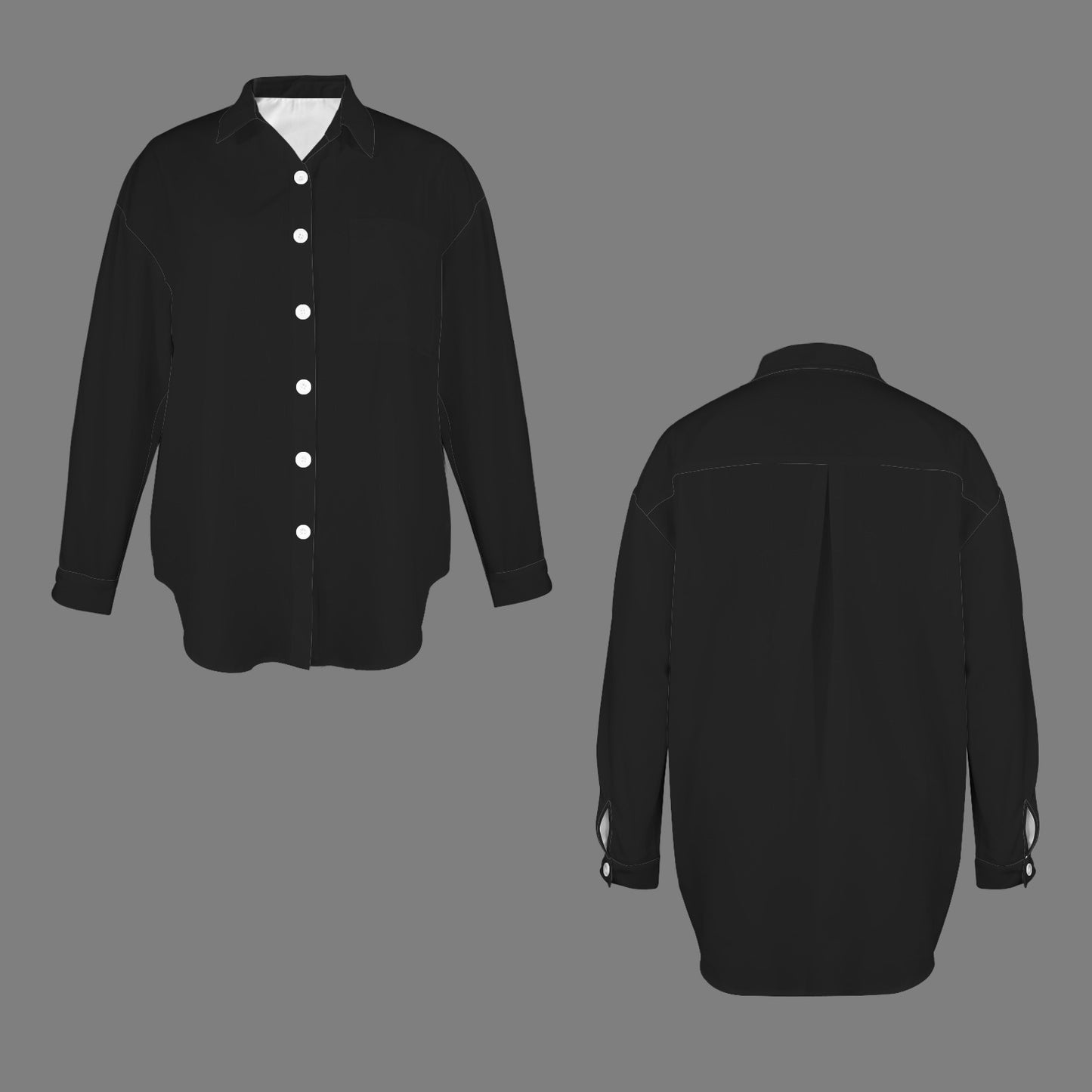 Black Long Sleeve Pocket Button Shirt