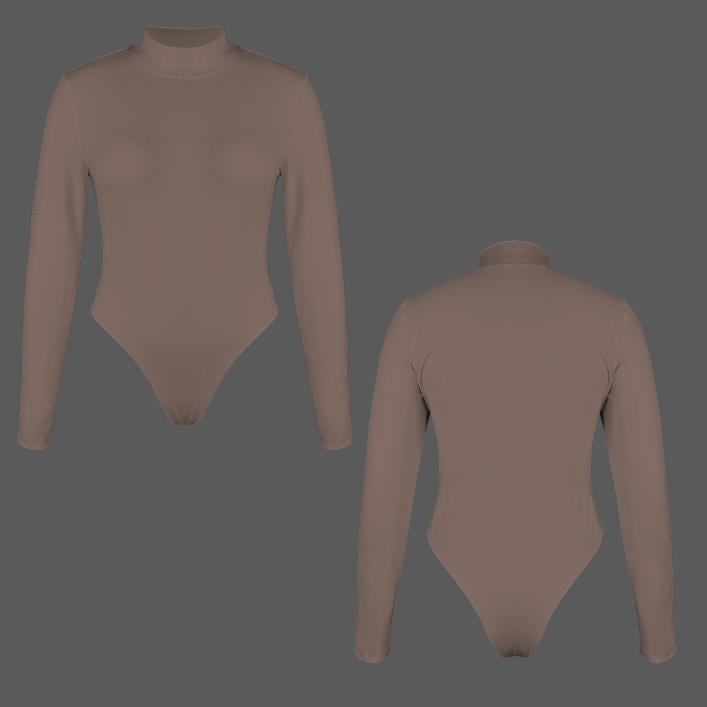 Turtle Neck Long Sleeve Bodysuit Mocha